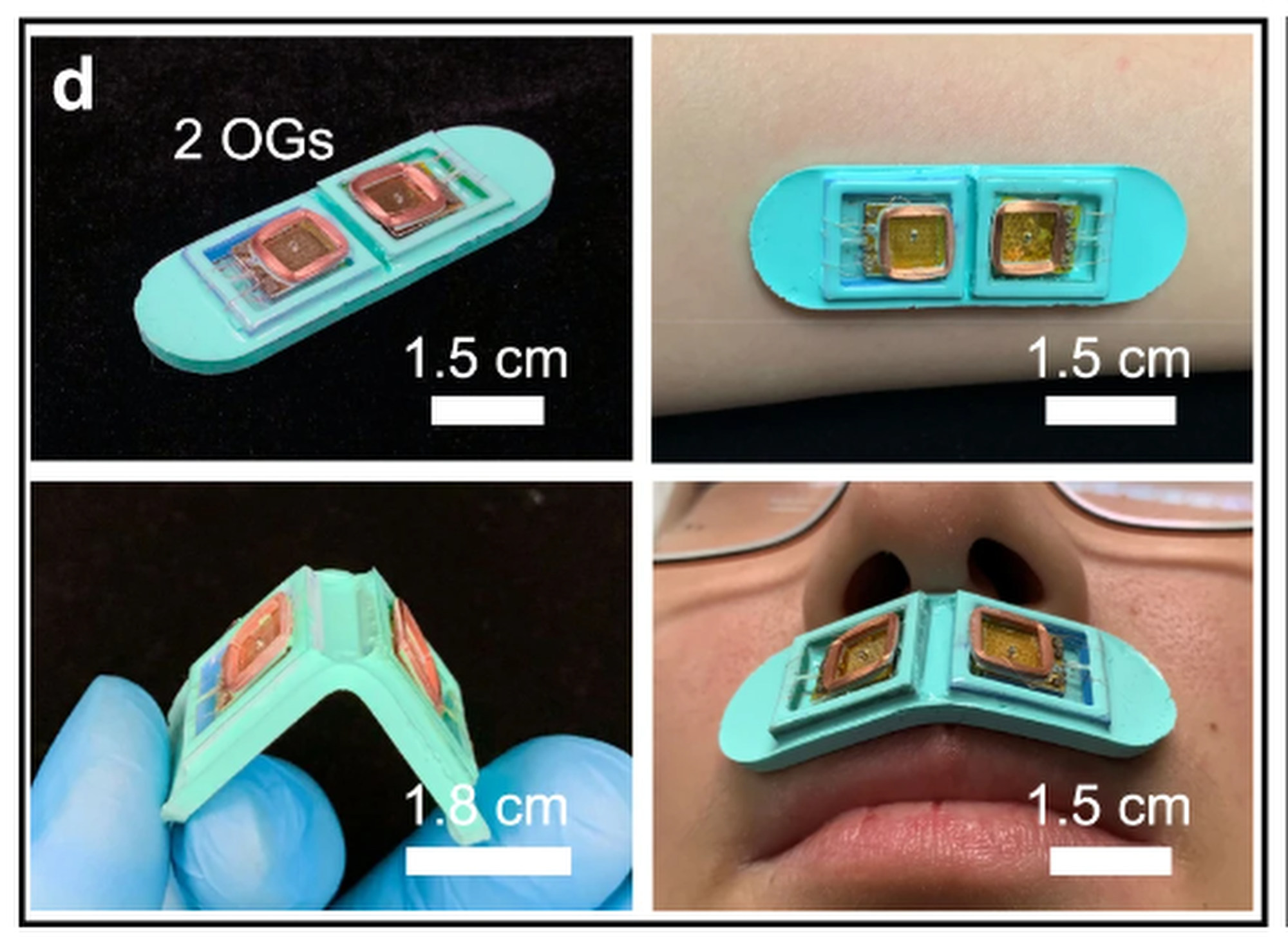 The team’s skin-integrated olfaction interface is mounted onto human skin. Photo: Yu Xinge