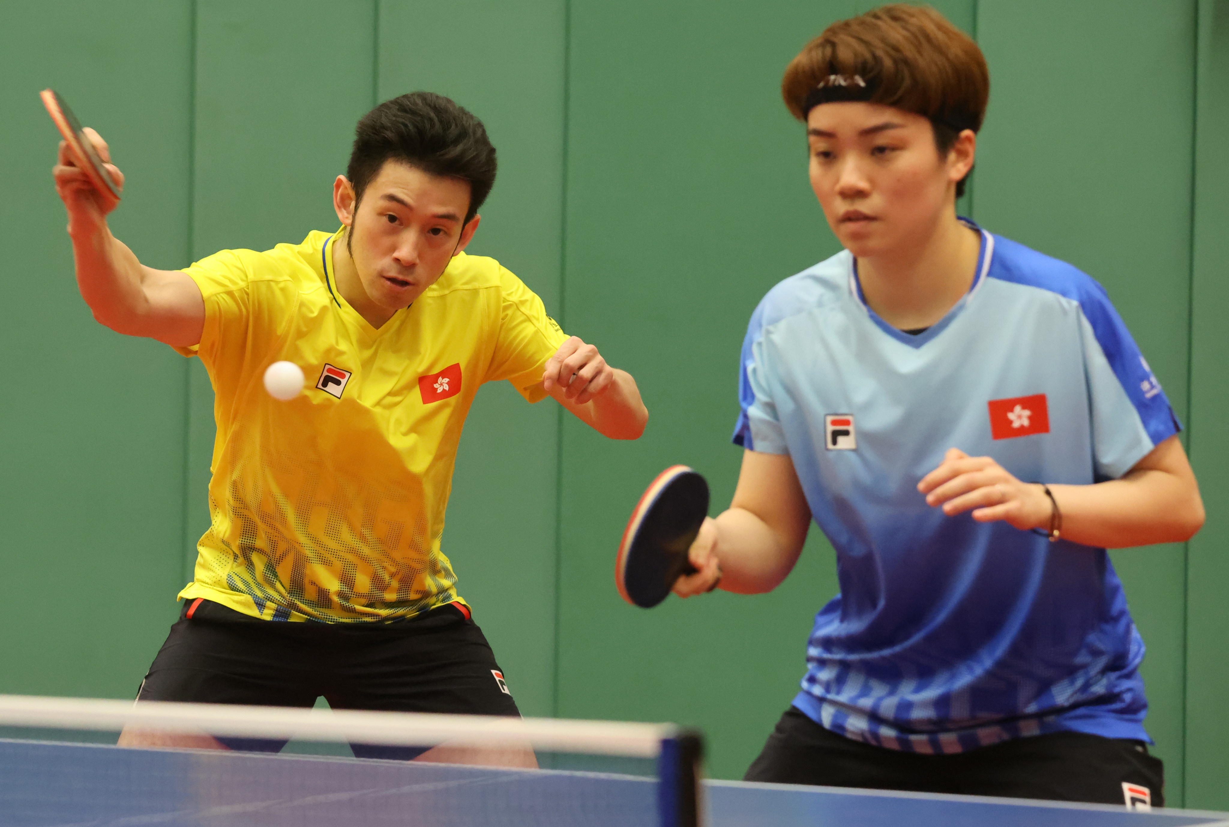 Wong Chun-ting (left) and Doo Hoi-kem prepare for the World Table Tennis Championships this week. Photo: May Tse