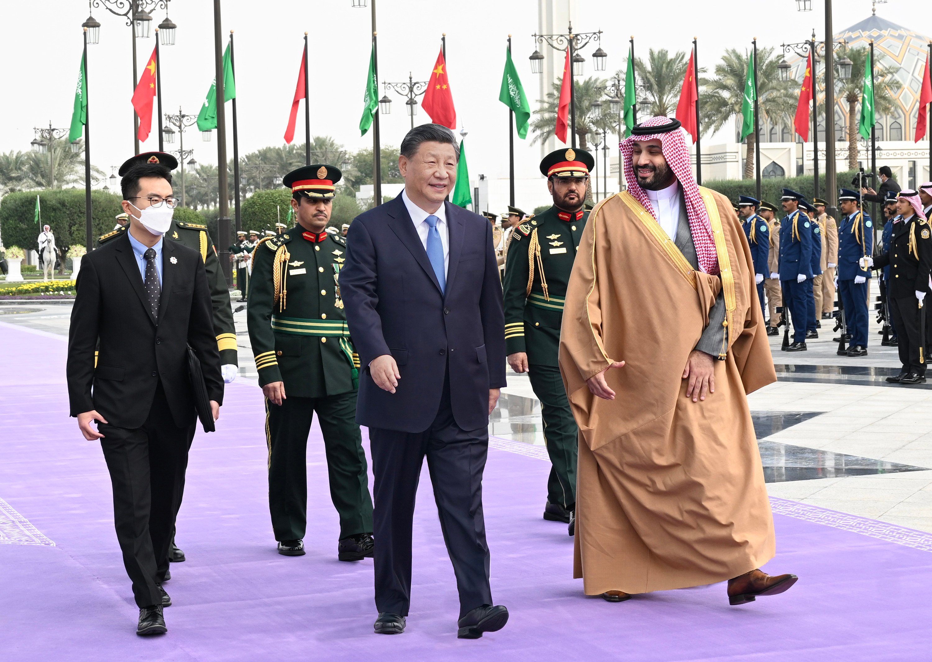 Chinese President Xi Jinping is welcomed by Saudi Crown Prince Mohammed Bin Salman during a state visit to Saudi Arabia in December. Photo: Xinhua via ZUMA Press