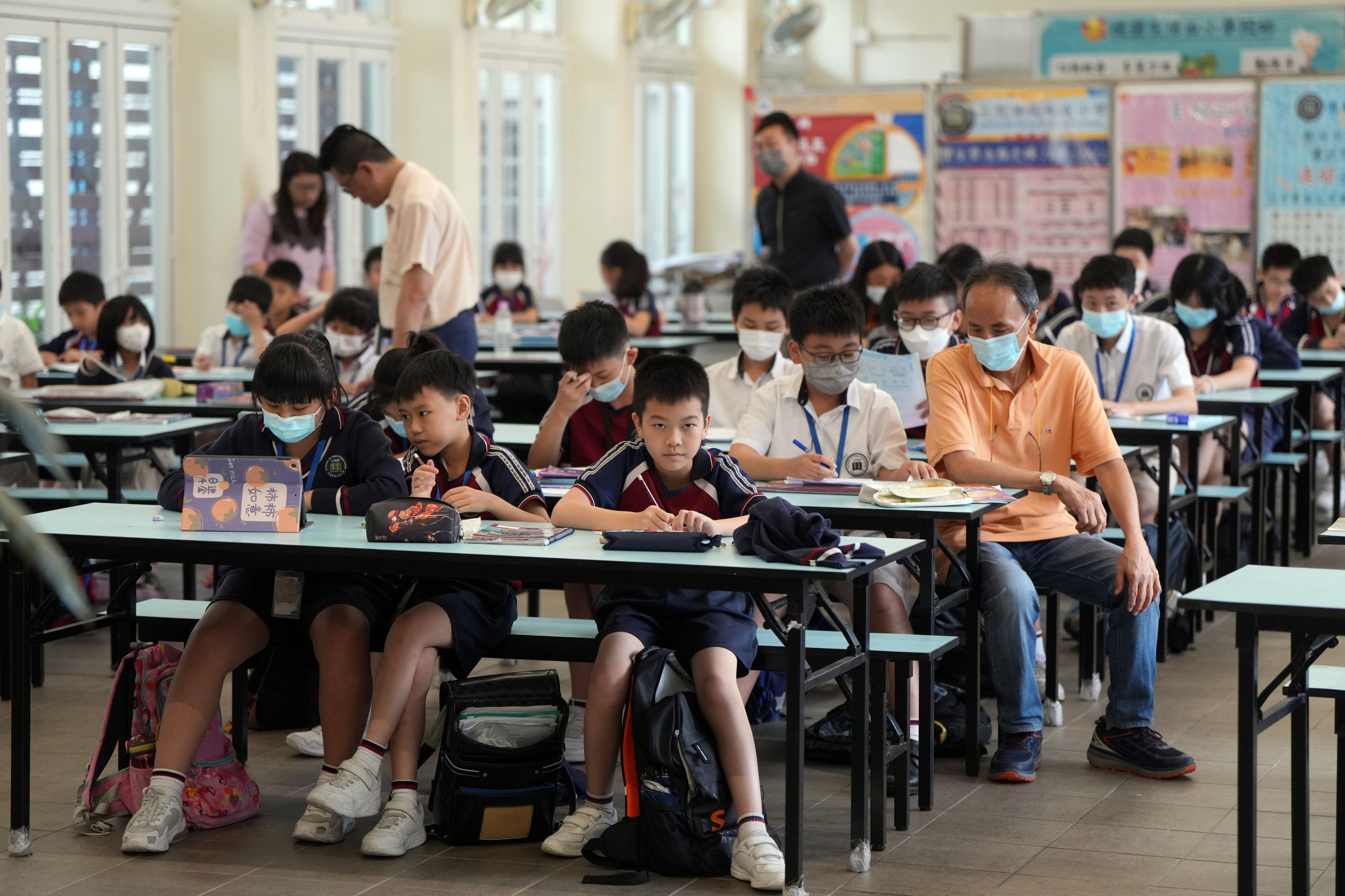 Students at Confucian Tai Shing Primary School in Wong Tai Sin on May 8. The school faced closure after failing to recruit enough new pupils, but has received permission to run a private Primary One class. Photo: Sam Tsang