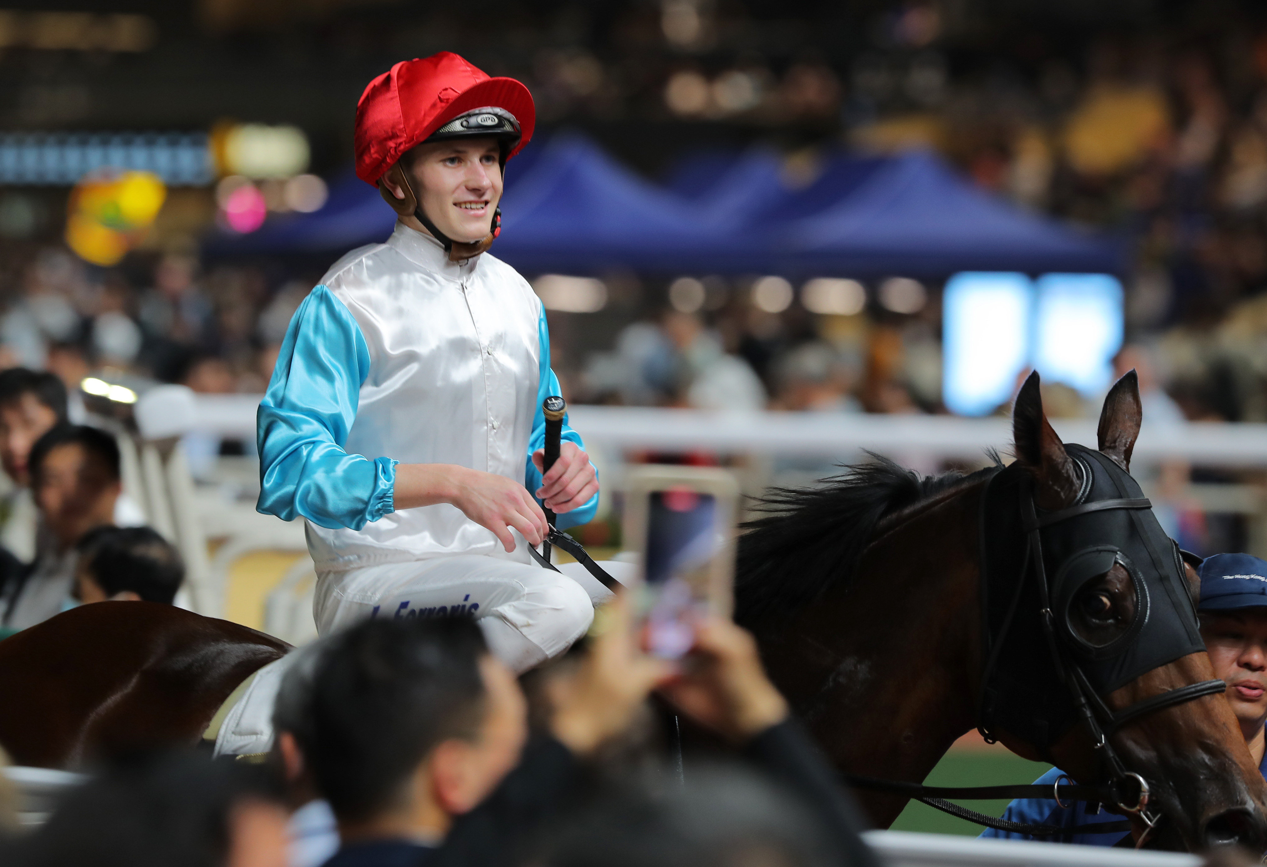 Luke Ferraris is all smiles after his Happy Valley double on Wednesday. Photos: Kenneth Chan
