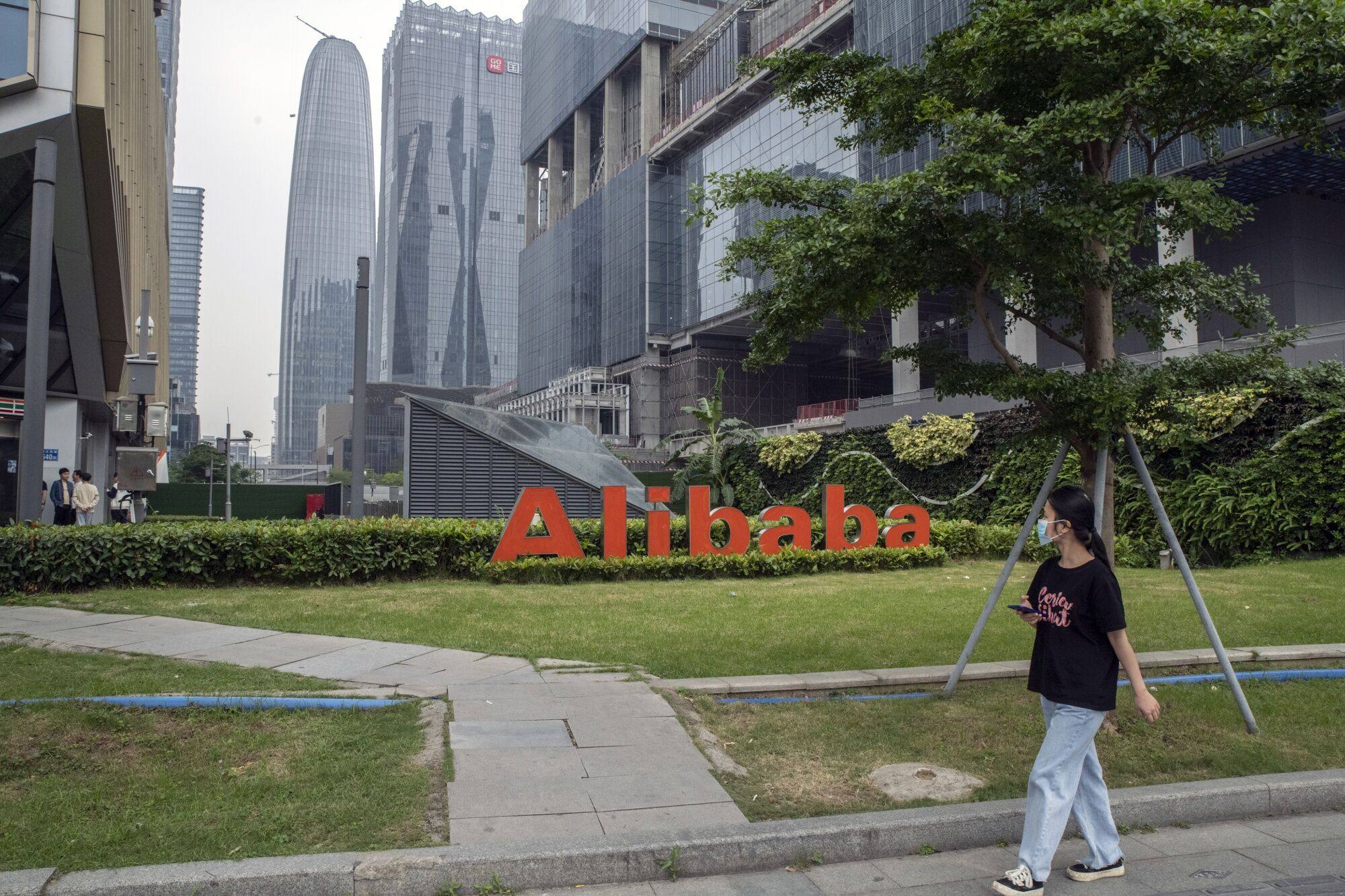 Signage for Alibaba seen in Guangzhou, south China. Photo: Bloomberg