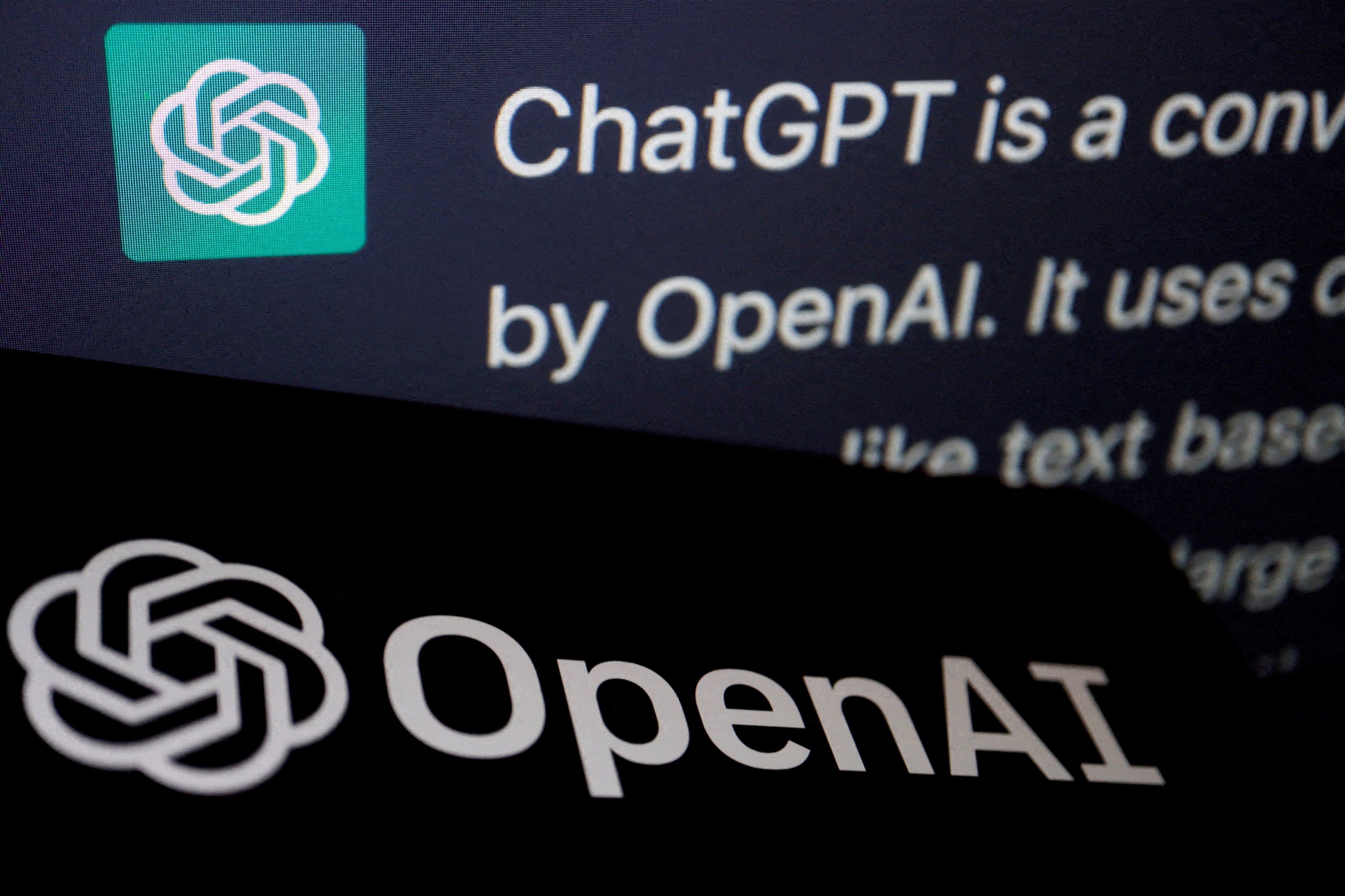 The logo of OpenAI is displayed near a response by its AI chatbot ChatGPT on its website. Photo: Reuters
