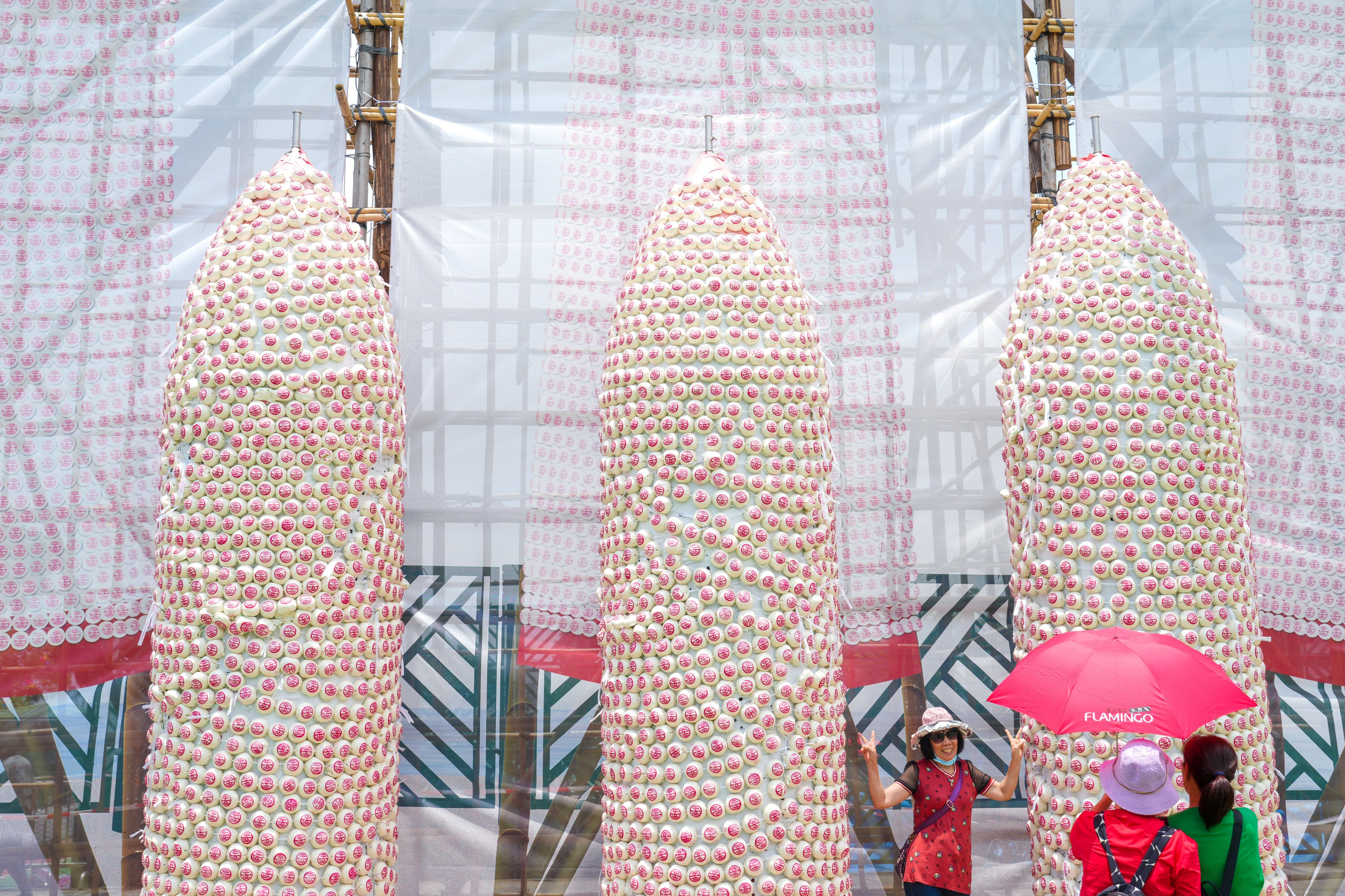 Bamboo towers featured at the Bun Carnival will be 15 feet shorter this year. Photo: Sam Tsang