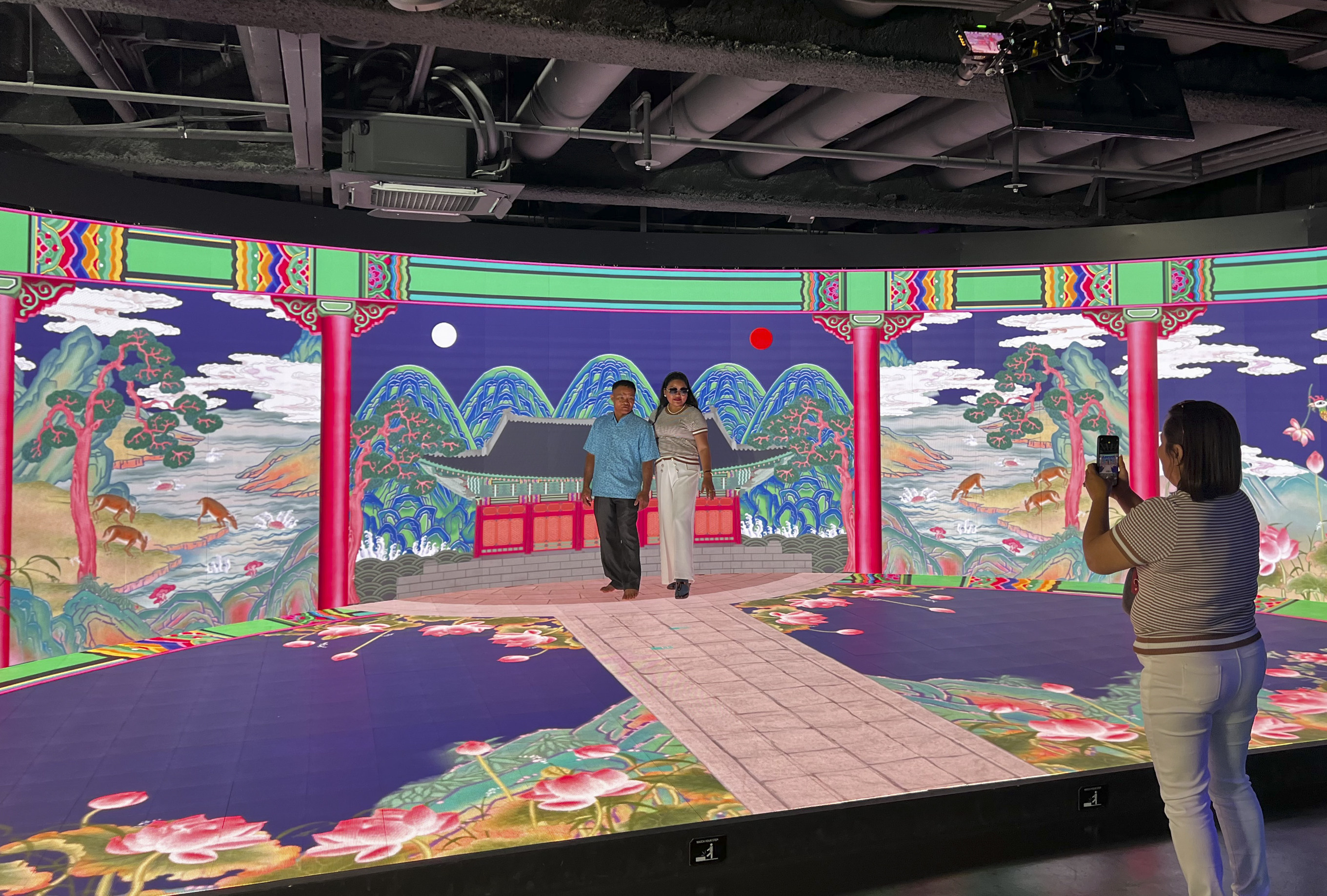 Pop Ground has five studios, with backdrops seen in BTS and Aespa music videos, that visitors can choose from. Photo: Erika Na