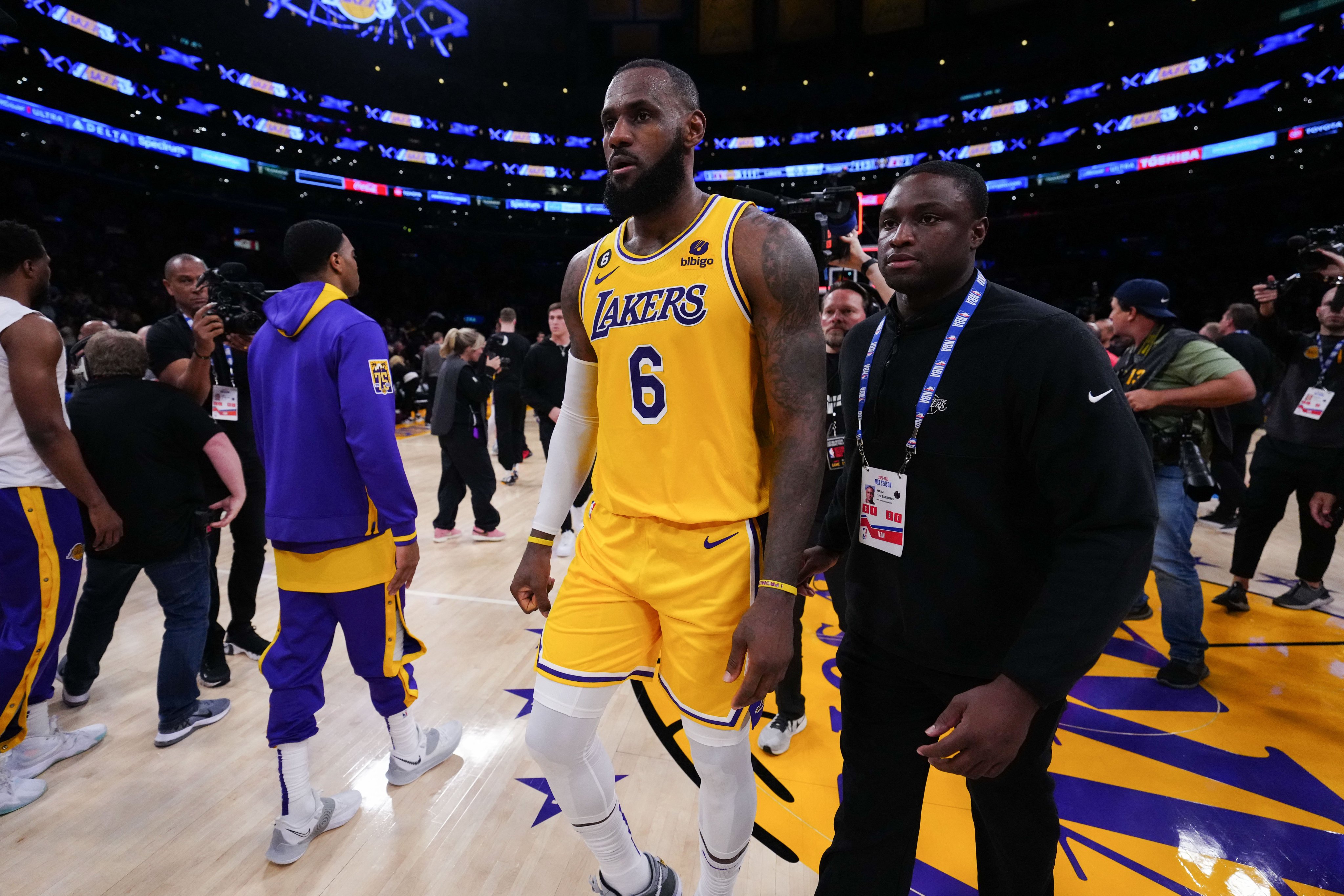 Lakers forward LeBron James reacts to losing to the Denver Nuggets in game 4 of the Western Conference Finals. Photo: USA TODAY Sports