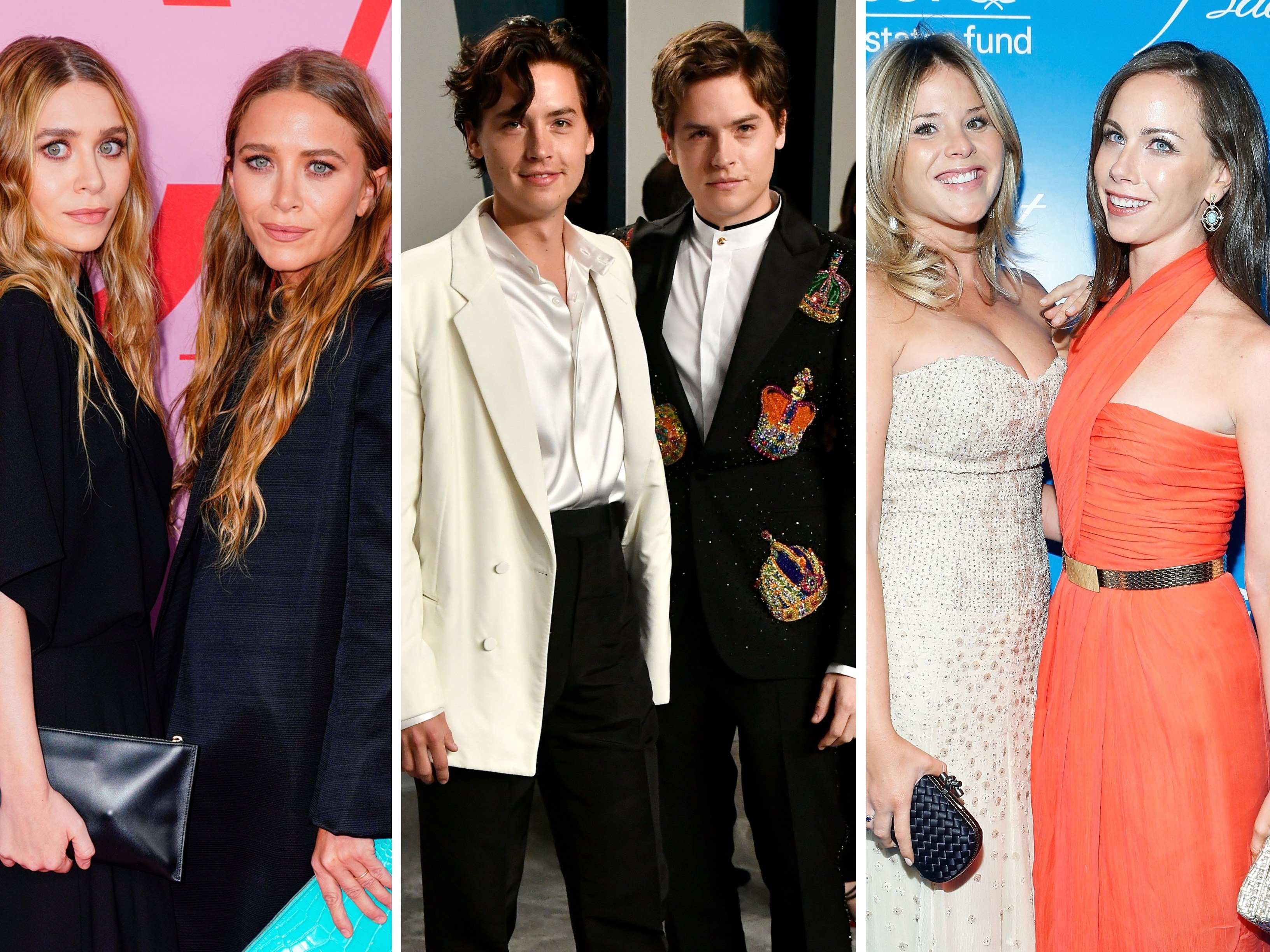 Twins like Mary-Kate and Ashley Olsen, Cole and Dylan Sprouse and Jenna Bush Hager and Barbara Pierce Bush, have all found success in their respective fields. Photos: Getty Images