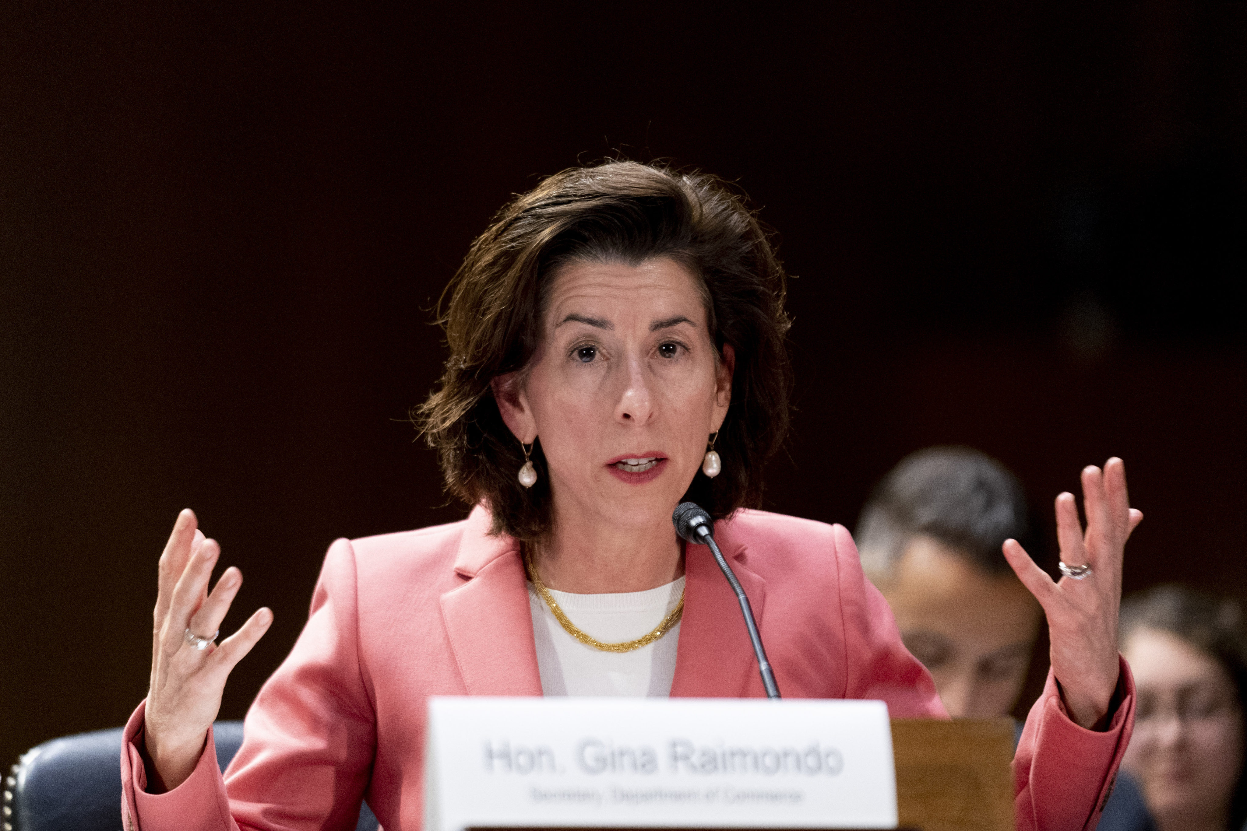 US Commerce Secretary Gina Raimondo speaks at a Senate Appropriations Committee hearing on the budget request for her department on May 16. Photo: AP 