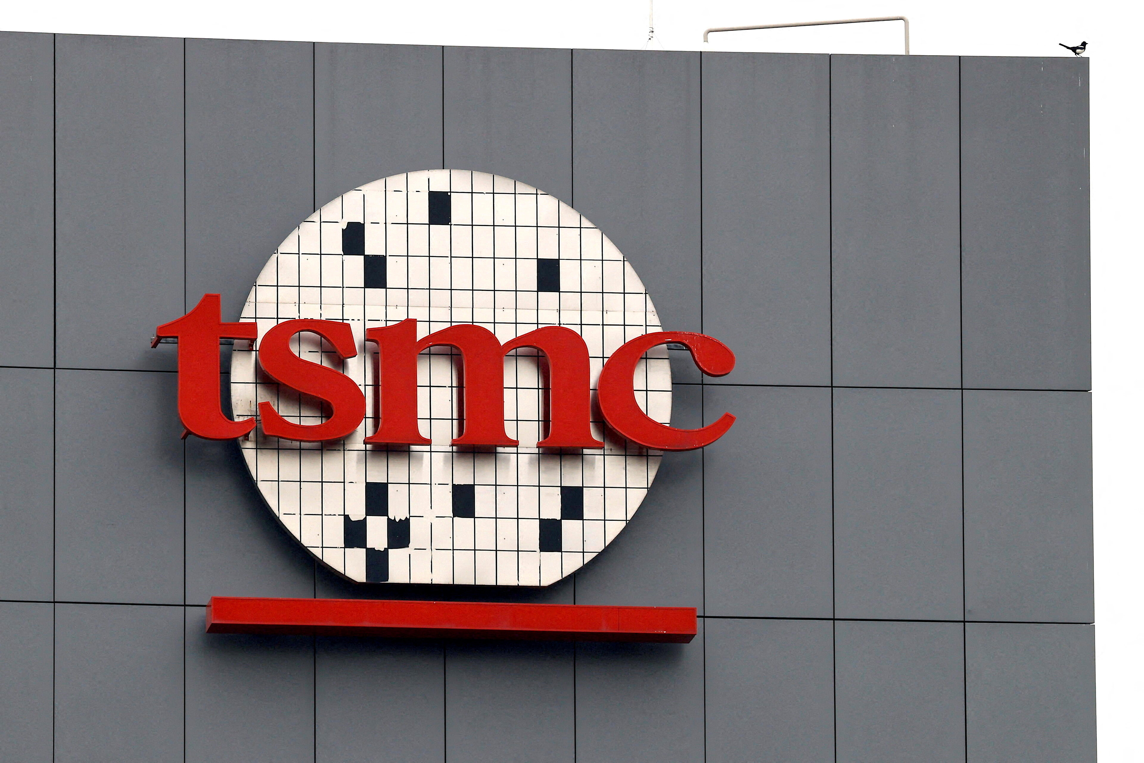 A logo of Taiwanese chip giant TSMC seen in Tainan, Taiwan, on December 29, 2022. Photo: Reuters