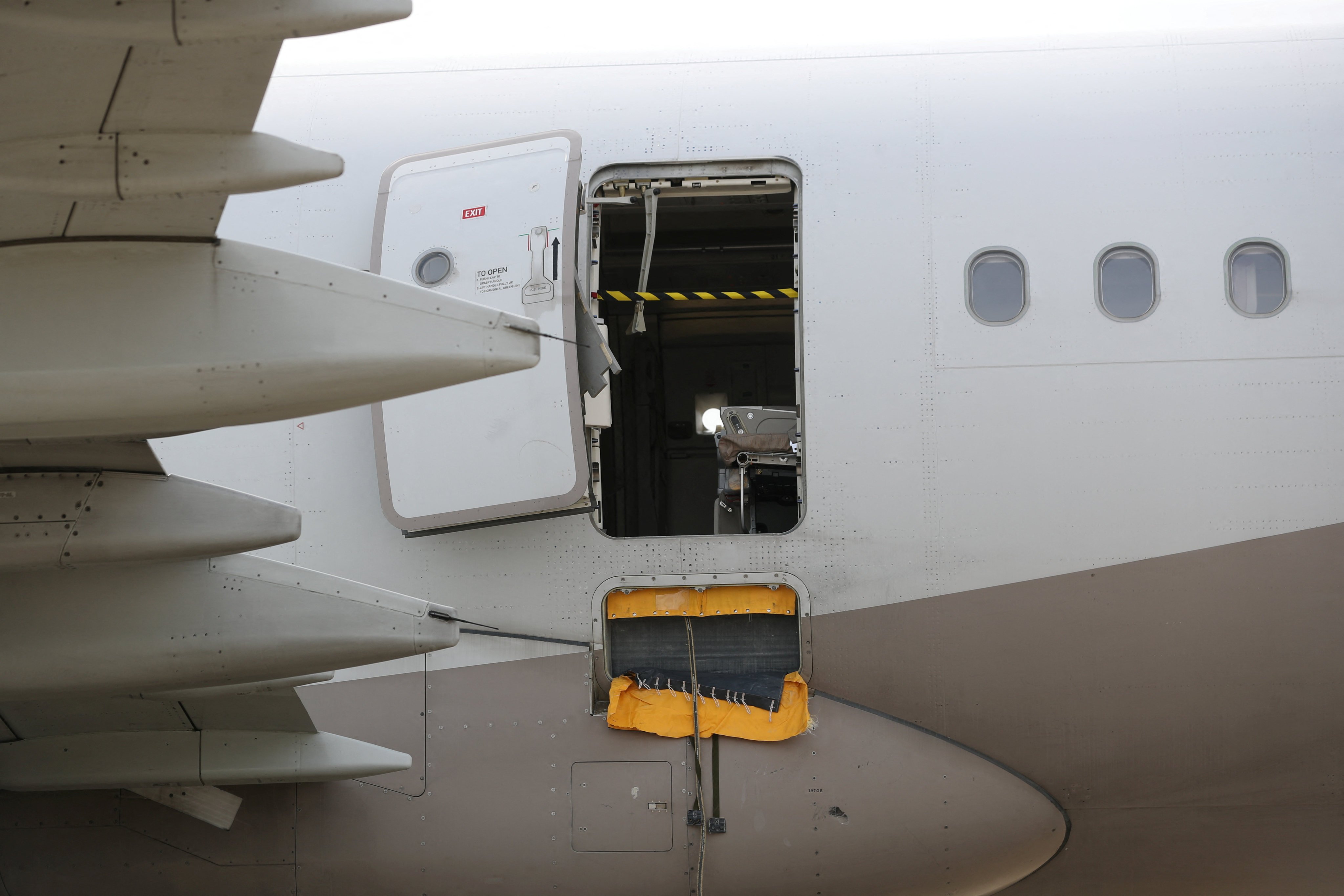 The Asiana Airlines’ Airbus A321 plane on which a passenger opened a door shortly before the aircraft landed. Photo: Reuters