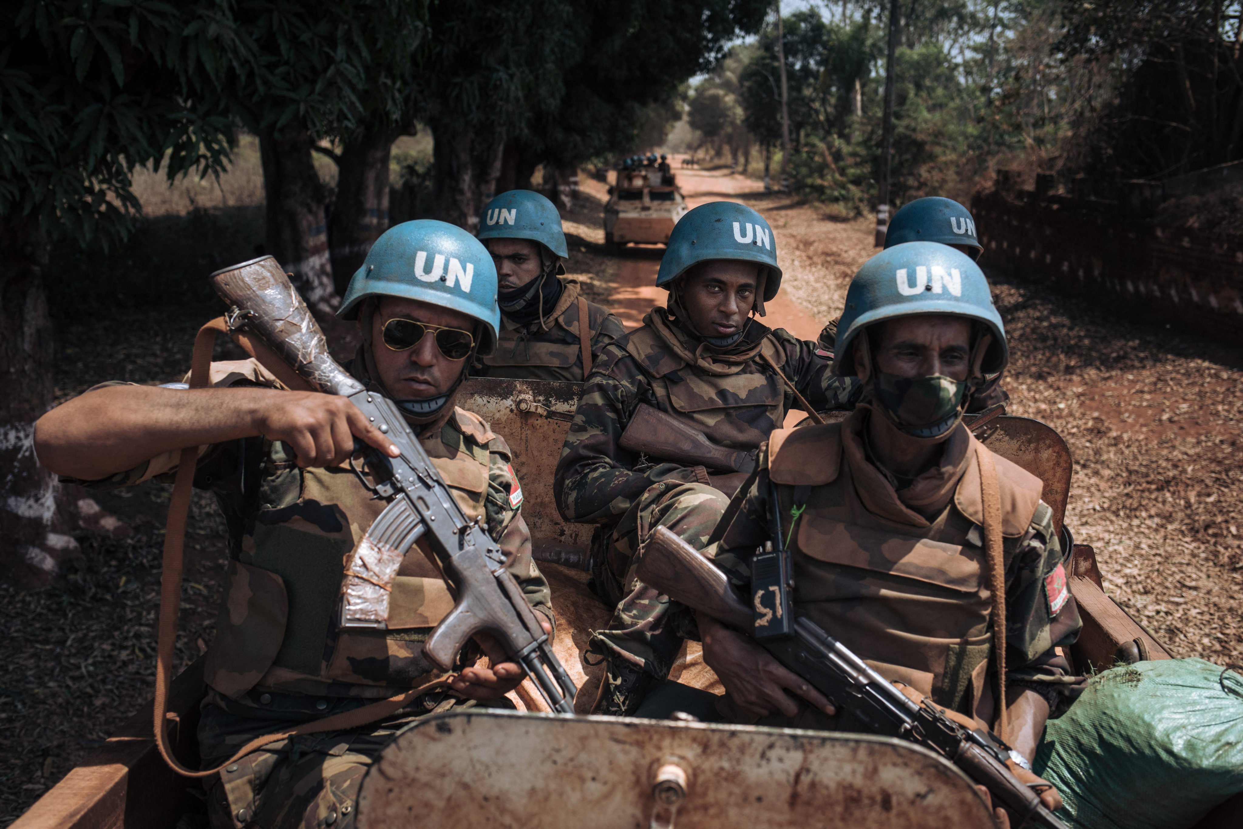 Moroccan UN peacekeepers patrol in Bangassou, a city in the southeastern Central African Republic, in 2021. File photo: AFP