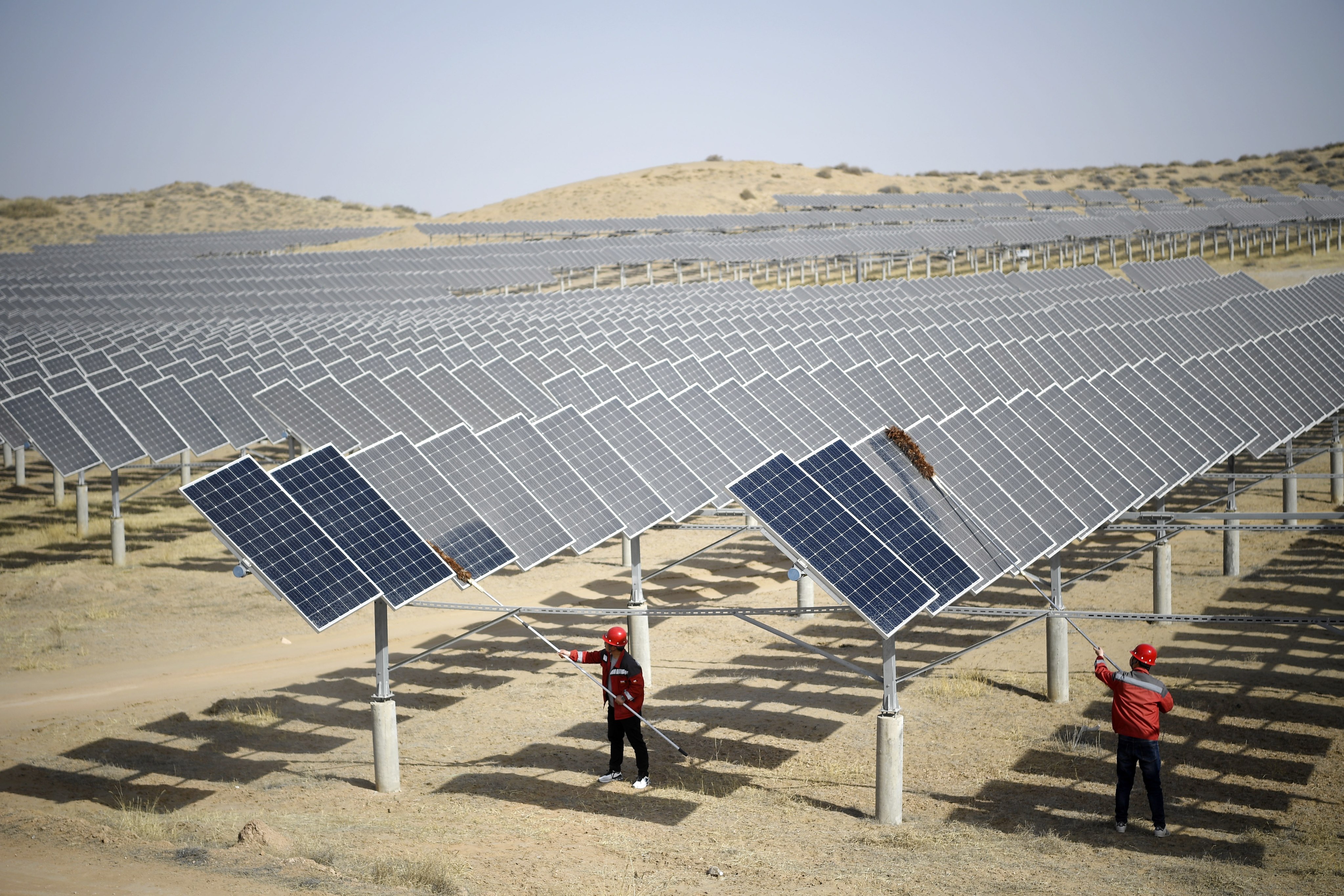 A photovoltaic power station in Yinchuan, in China’s northwest Ningxia Hui Autonomous Region. Photo: EPA-EFE/XINHUA