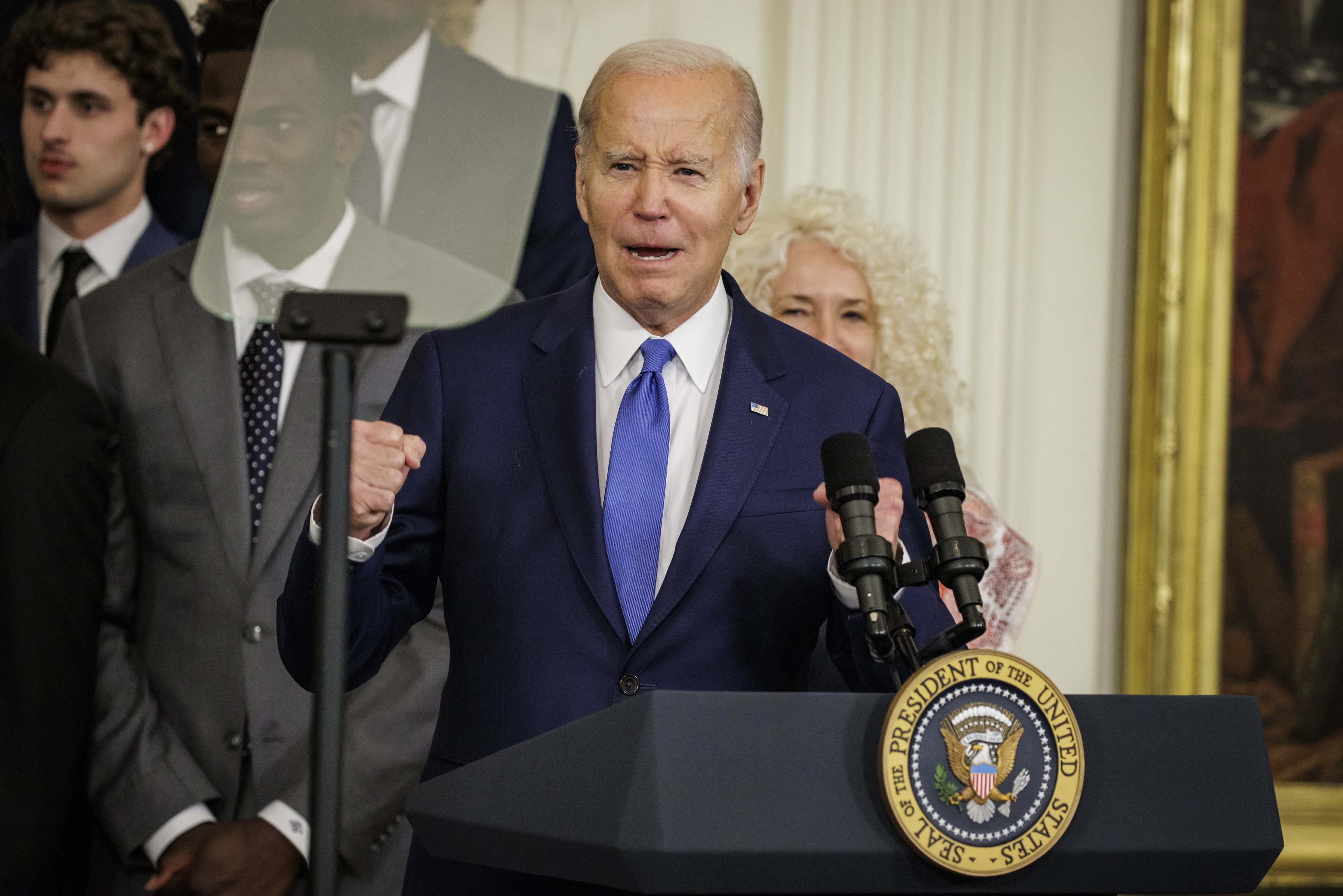 US President Joe Biden speaks during an event in the East Room of the White House on Friday. Photo: EPA-EFE