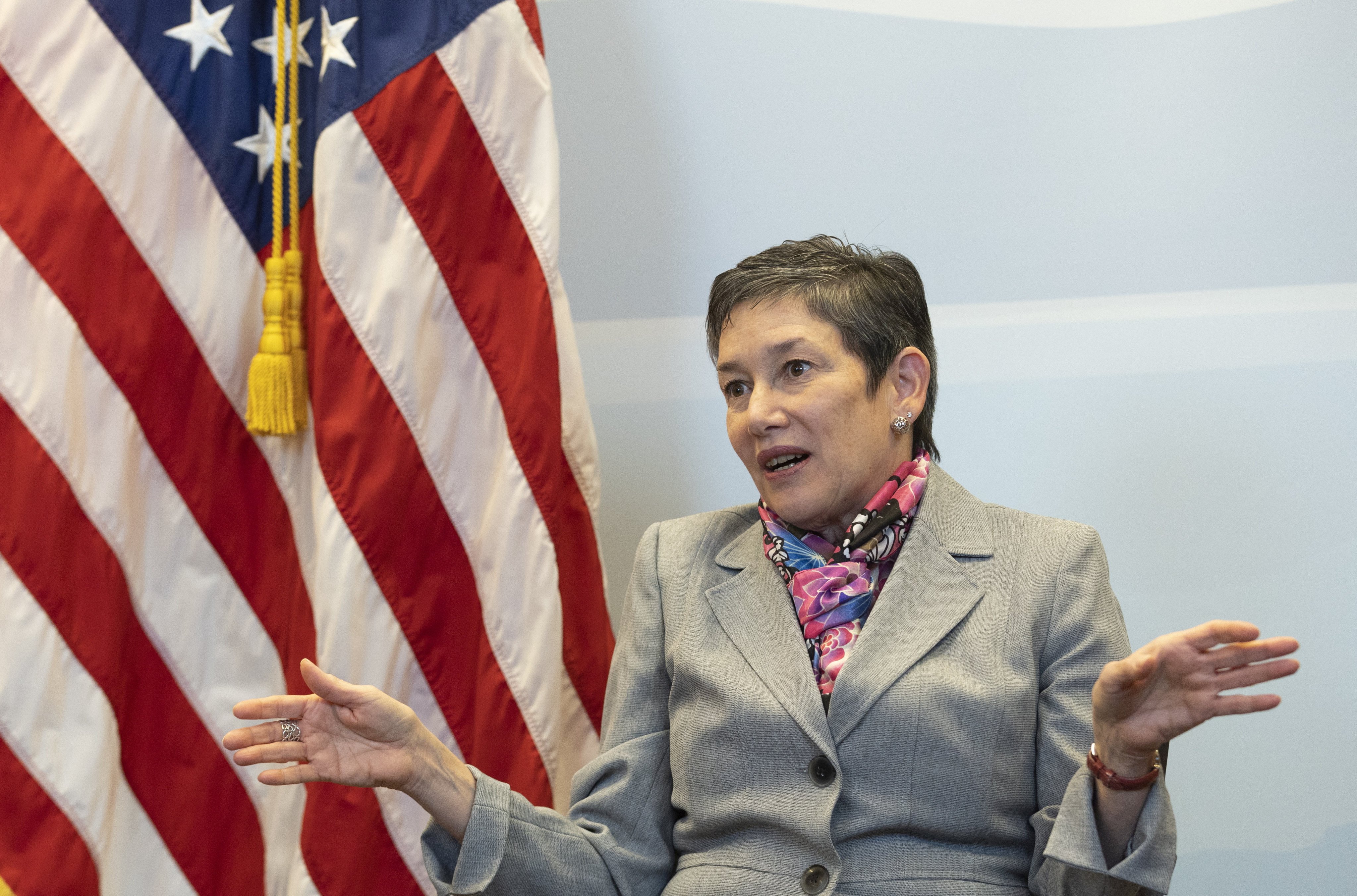 Maria Pagan, US ambassador to the WTO, gestures during an interview in Geneva, Switzerland, on January 26. America has wilfully strangled the WTO’s dispute settlement function, one of its most important roles. Photo: Reuters