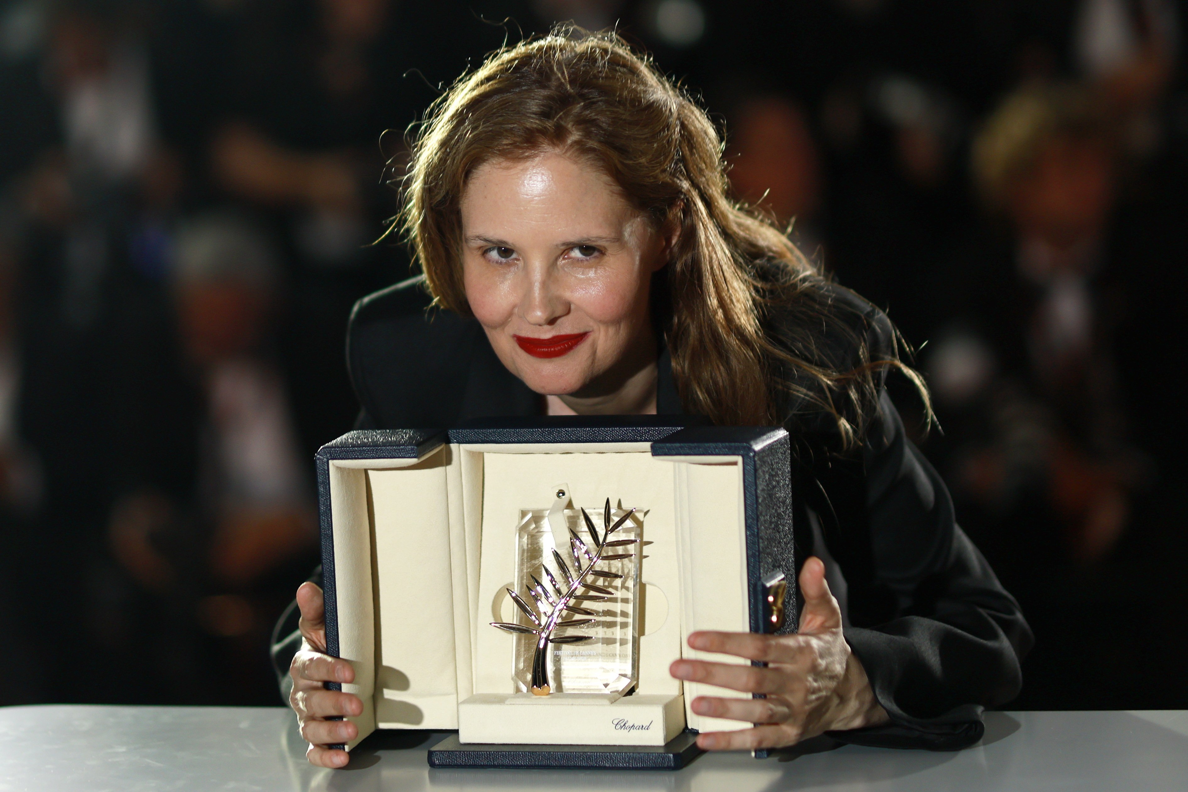 French director Justine Triet, winner of the Palme d’Or for the film Anatomie d’une Chute (Anatomy of a Fall), at the Cannes Film Festival in Cannes, France, on Saturday. Photo: EPA-EFE