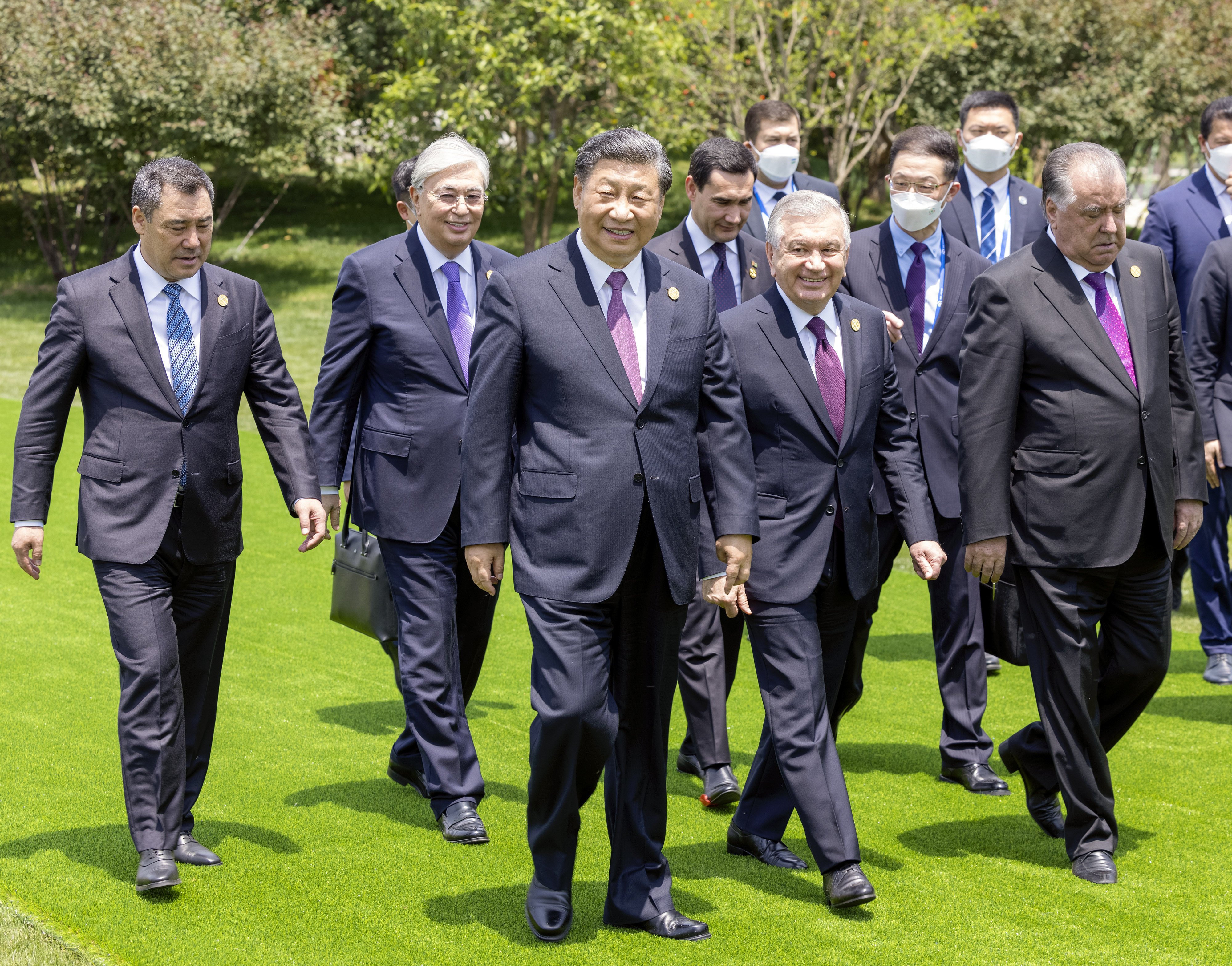 President Xi Jinping and leaders of five Central Asian countries during the first China-Central Asia summit. Photo: Xinhu