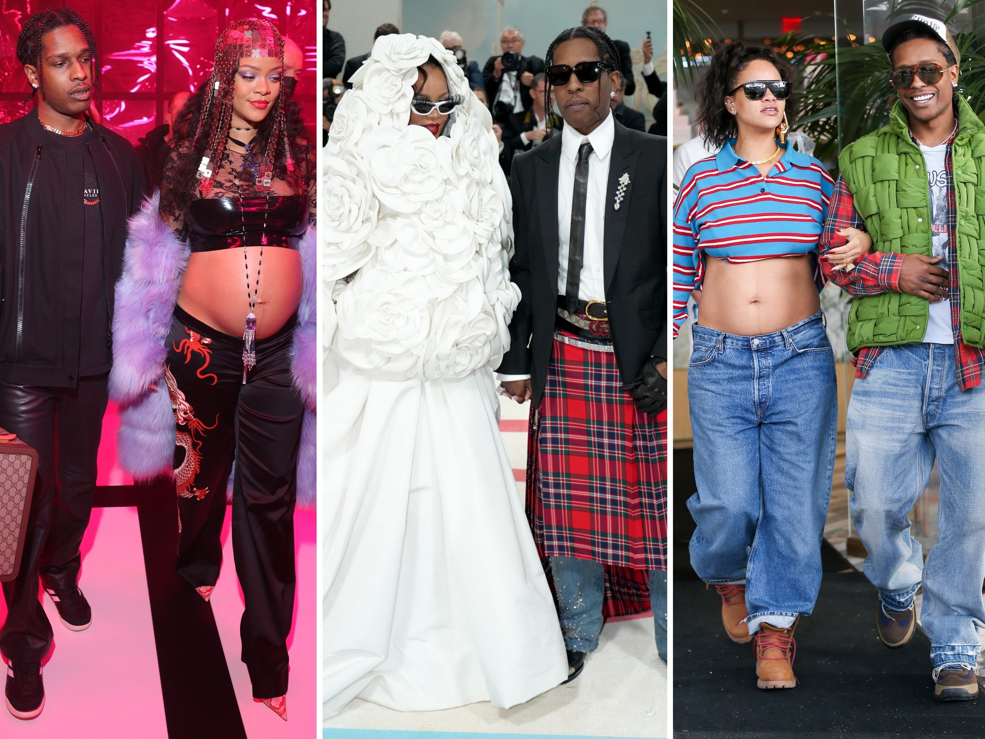 9 of Rihanna and A$AP Rocky's most stylish couple moments: from their debut  at the 2021 Met Gala in Balenciaga and ERL statement coats, to  accessorising Gucci 'fits and rocking sunglasses at
