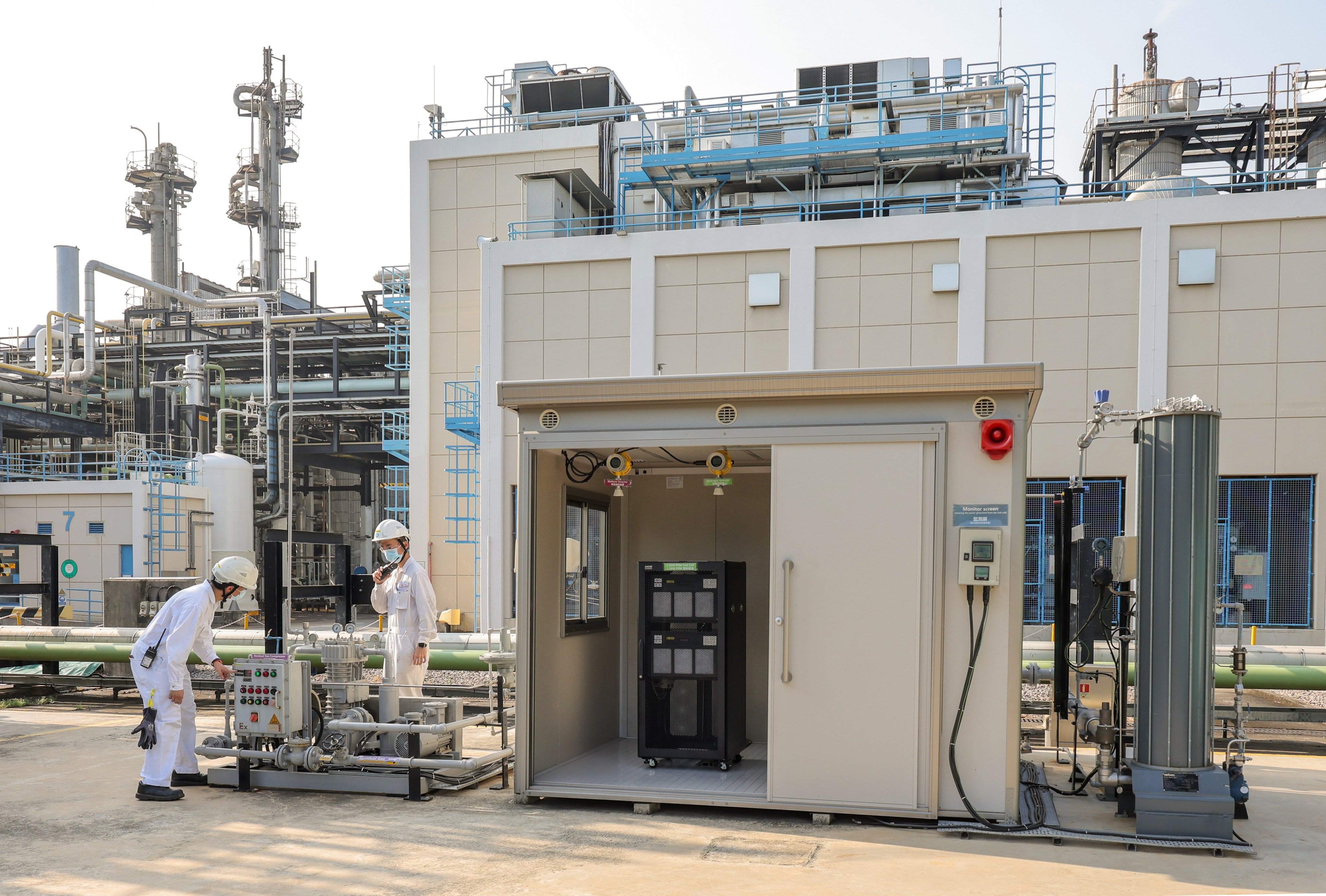 A pilot plant designed to extract pure hydrogen for use as fuel for heavy transport at the Towngas Tai Po gas facility. Photo: Jelly Tse