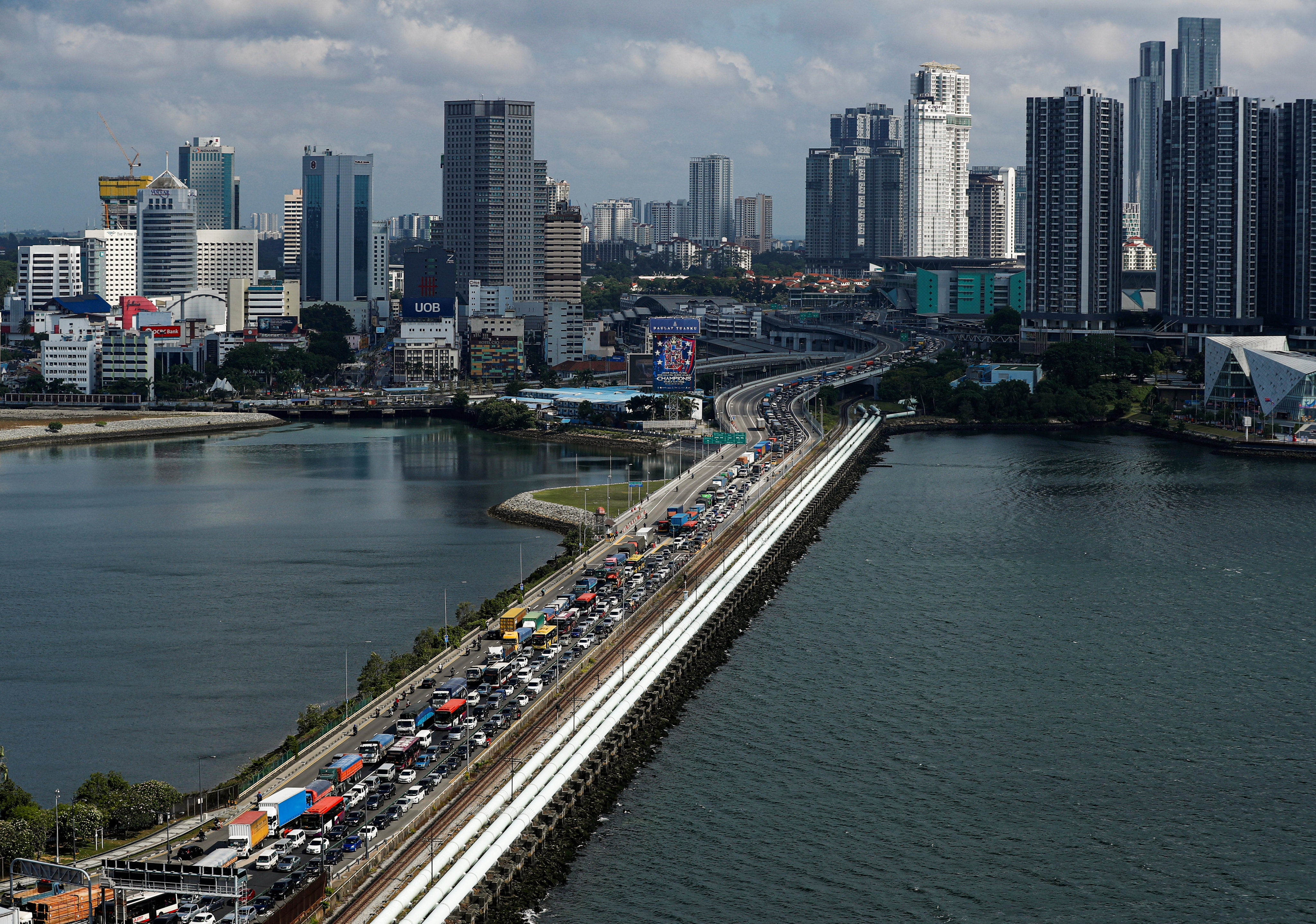 The Woodlands causeway to Singapore from Johor. Photo: Reuters