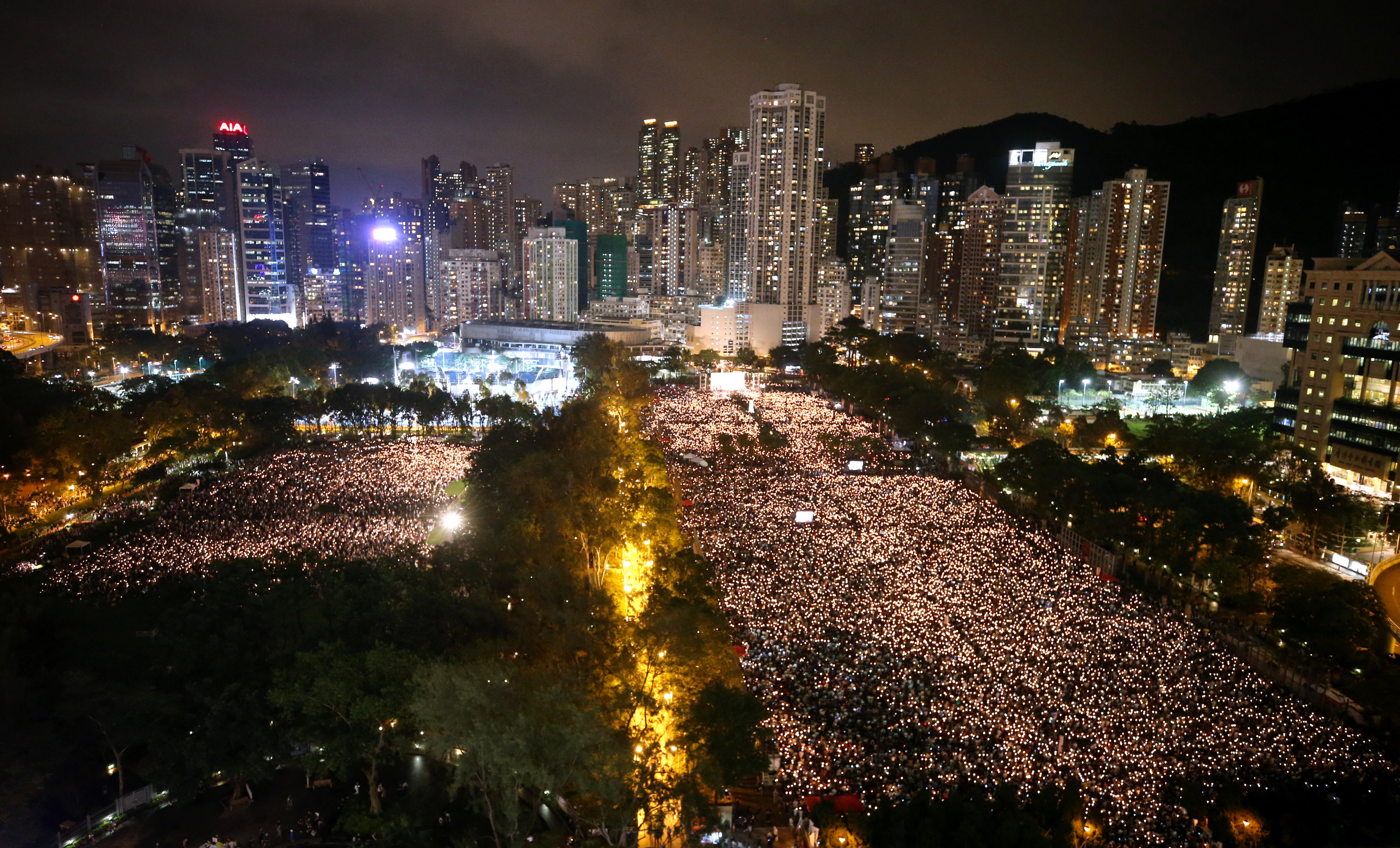 Hong Kong residents gather for the June 4 vigil at Victoria Park in 2019. The event has not been held since that year. Photo: Winson Wong
