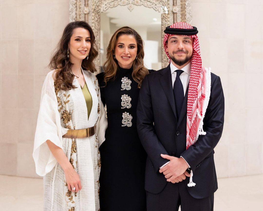 Rajwa Al Saif, Queen Rania and Crown Prince Hussein will soon become one family. Photo: @queenrania/Instagram
