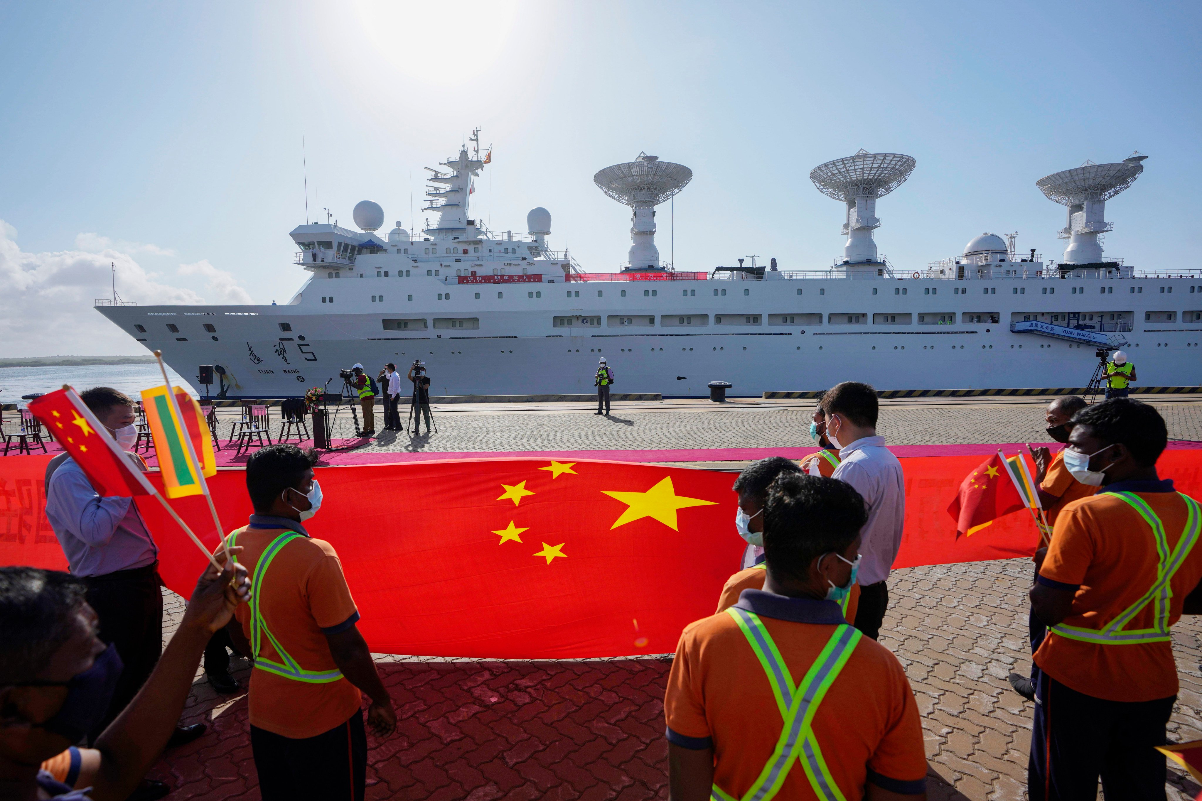 A Chinese research ship arrives at Hambantota International Port in Sri Lanka in August 2022. Photo: AP