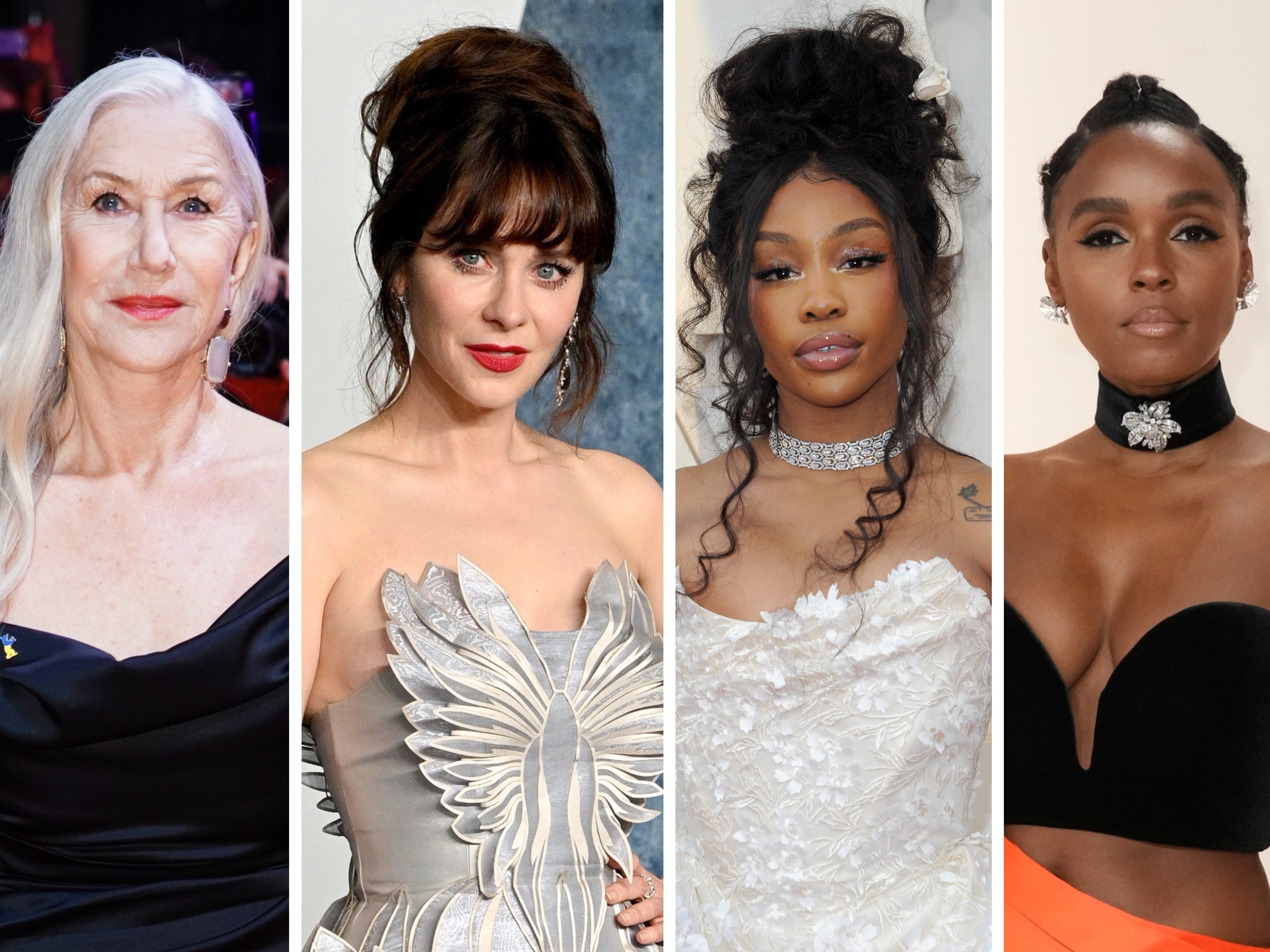 Helen Mirren, Zooey Deschanel, SZA and Janelle Monáe all share a love of thrifting. Photos: Getty Images; AP; EPA-EFE
