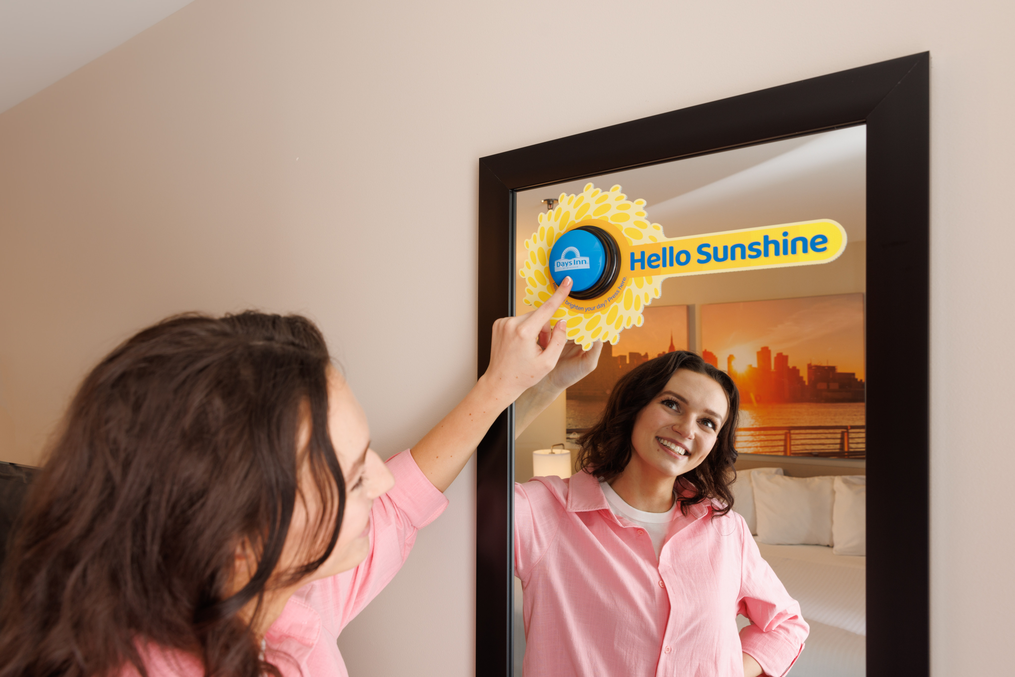A talking mirror that gives guests compliments - including “Well you are just lighting up this room. Time to go spread some of that sunshine” - at a Days Inn hotel in the US. Photo: Days Inn