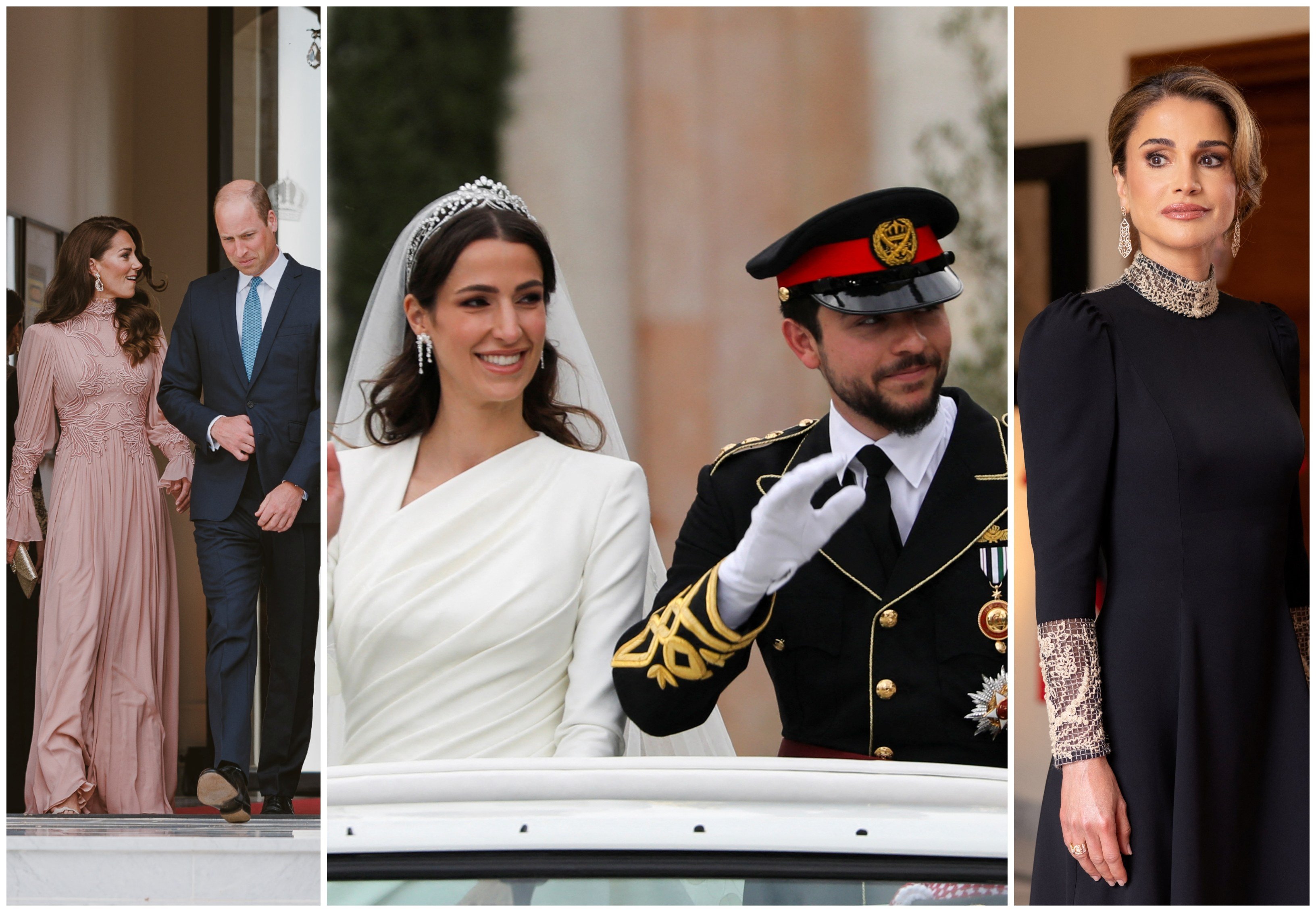 Jordan’s Crown Prince Hussein and Rajwa Al Saif got married in a star-studded ceremony this week. Photos: Royal Hashemite Court, Reuters