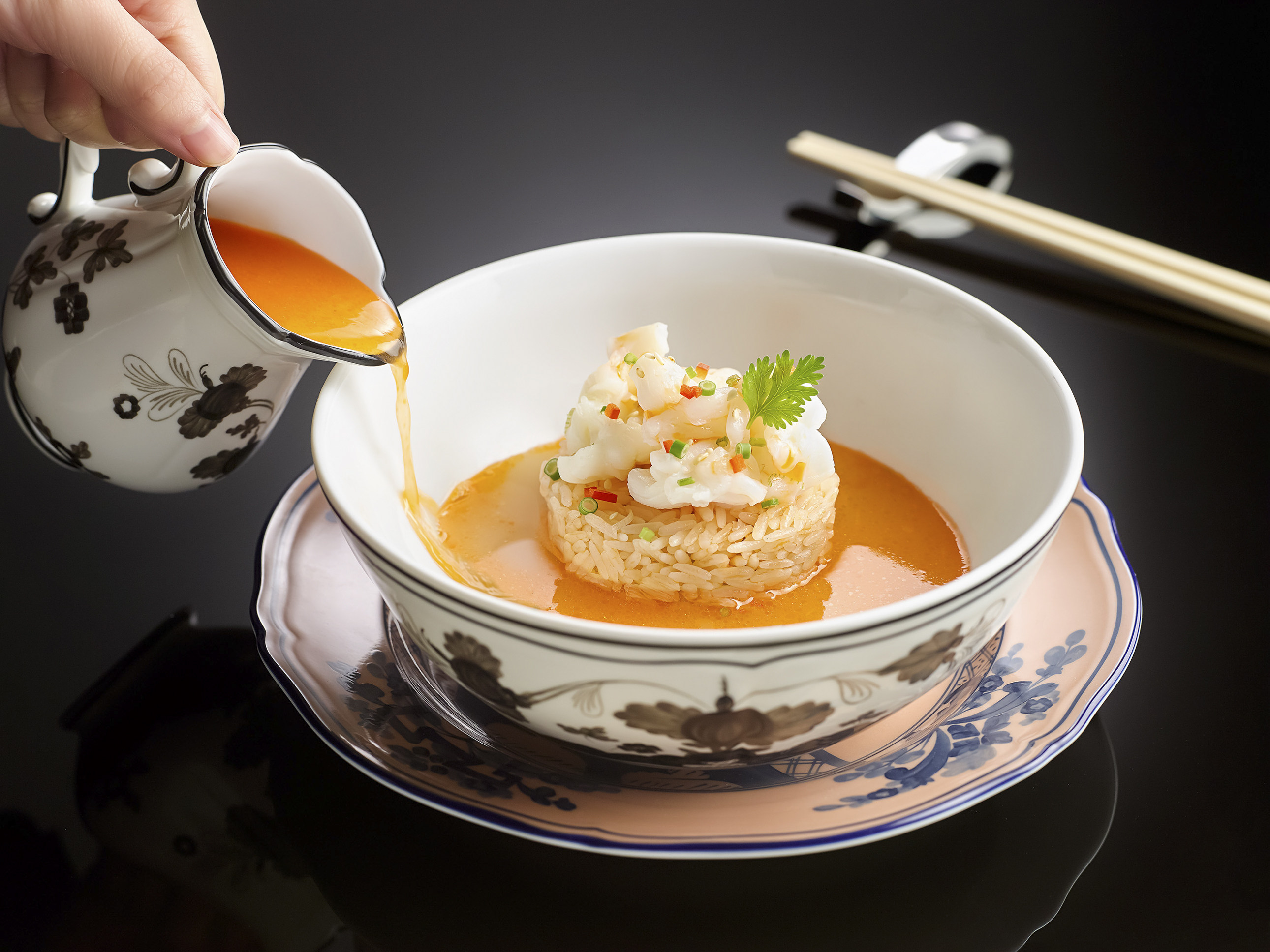 Poached rice with lobster served at Summer Pavilion, in The Ritz-Carlton, Millenia Singapore. The one-Michelin-star restaurant is the only Cantonese restaurant in the Lion City on the 2023 Asia’s 50 Best Restaurants long list. Photo: Summer Pavilion