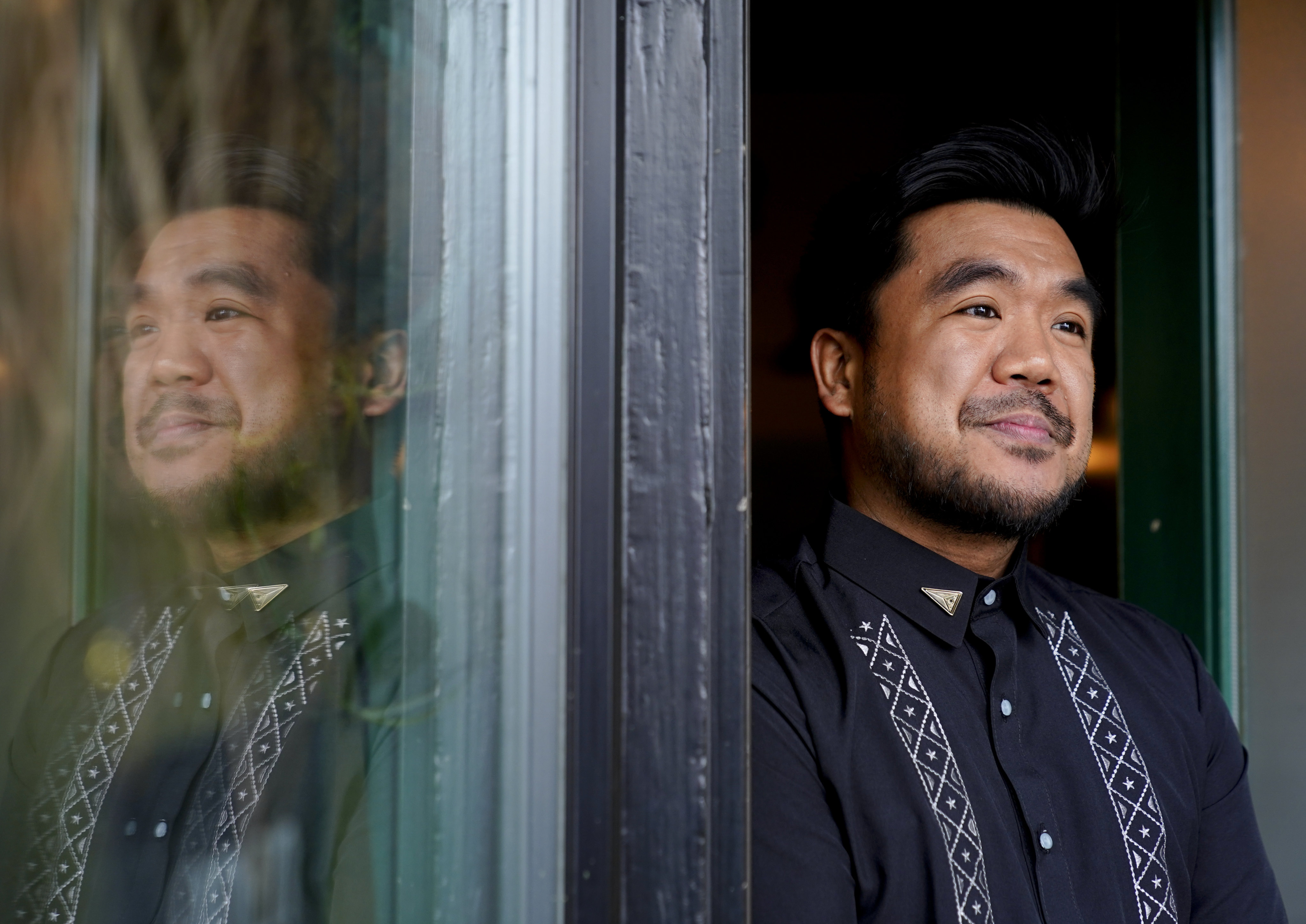 Chef Aaron Verzosa, who is nominated for a 2023 James Beard Award, poses for a portrait at his Filipino American restaurant Archipelago in Seattle. Photo: AP