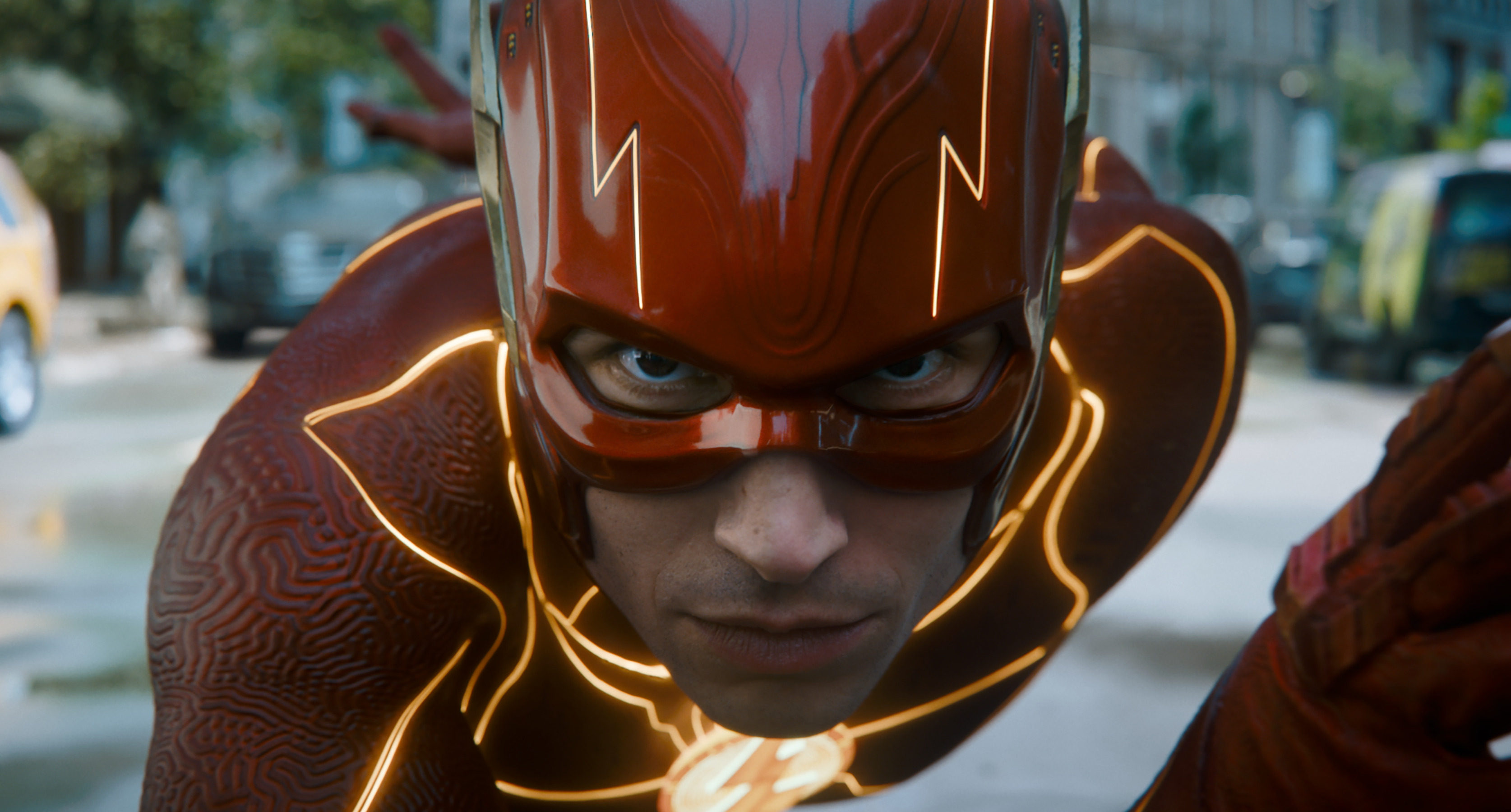 Ezra Miller as The Flash in a still from “The Flash”, directed by Andy Muschietti. Sasha Calle and Michael Keaton co-star. Photo: Warner Bros Pictures