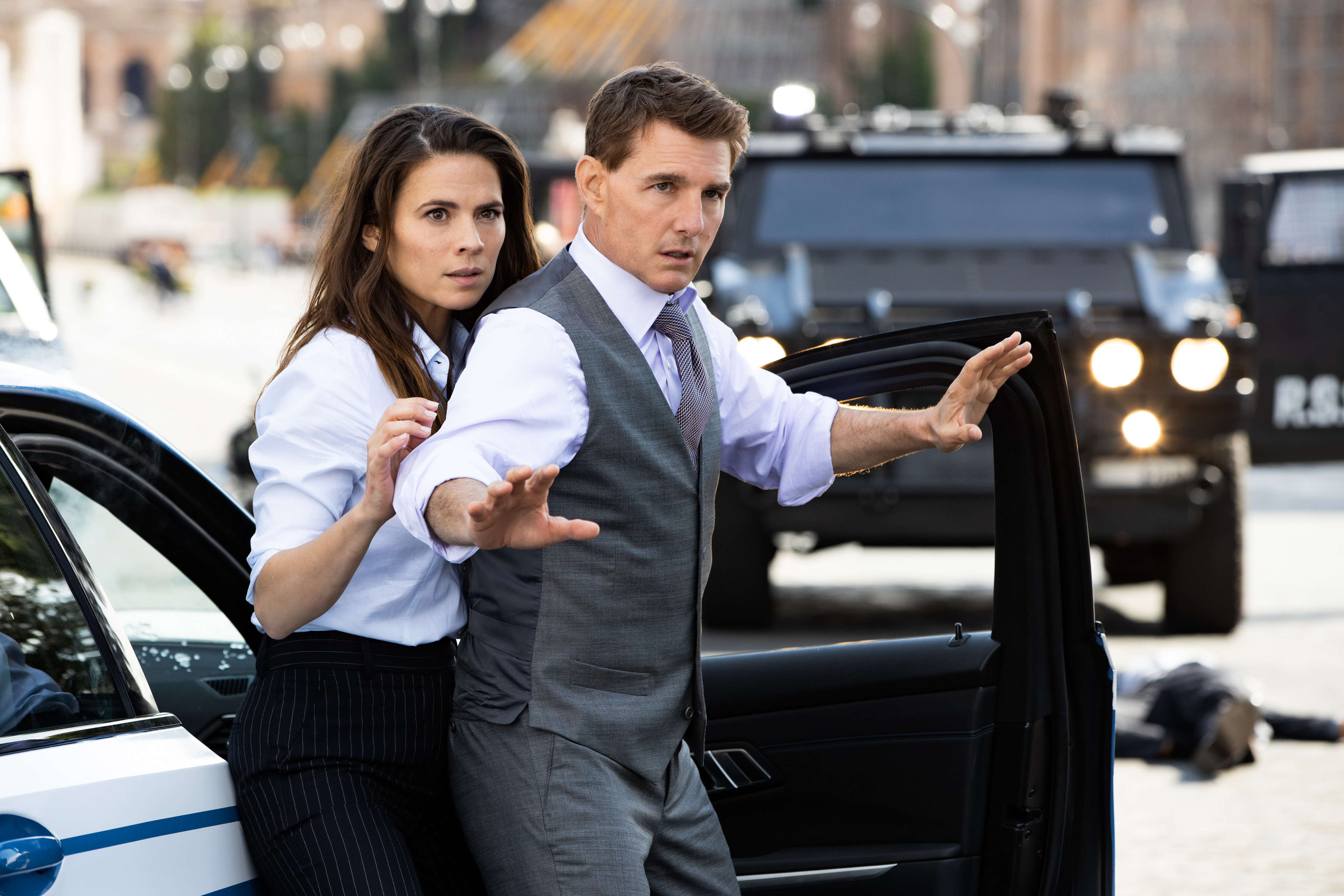 Hayley Atwell (left) and Tom Cruise in a still from “Mission: Impossible – Dead Reckoning Part One”. Photo: Christian Black/Paramount Pictures and Skydance