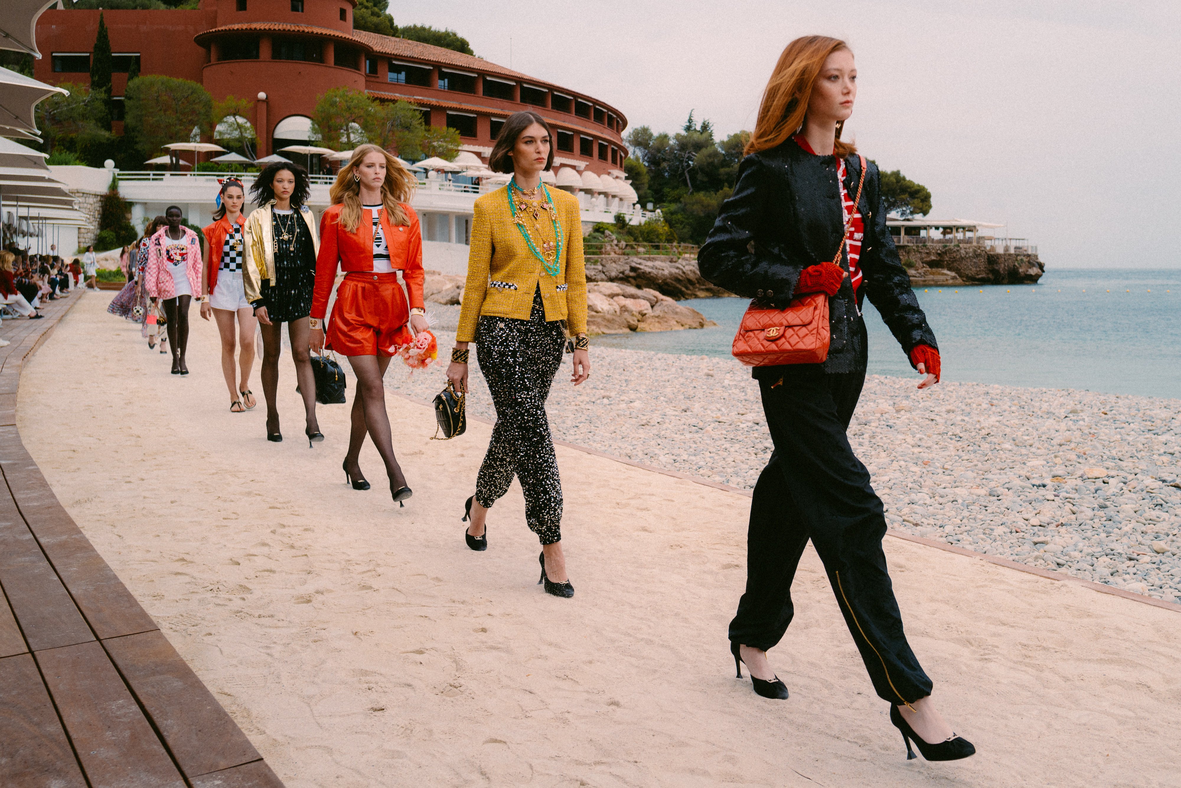 Models present creations by French luxury brand Chanel’s 2022-2023 cruise collection in Monaco, in May 2022. Photo: Chanel