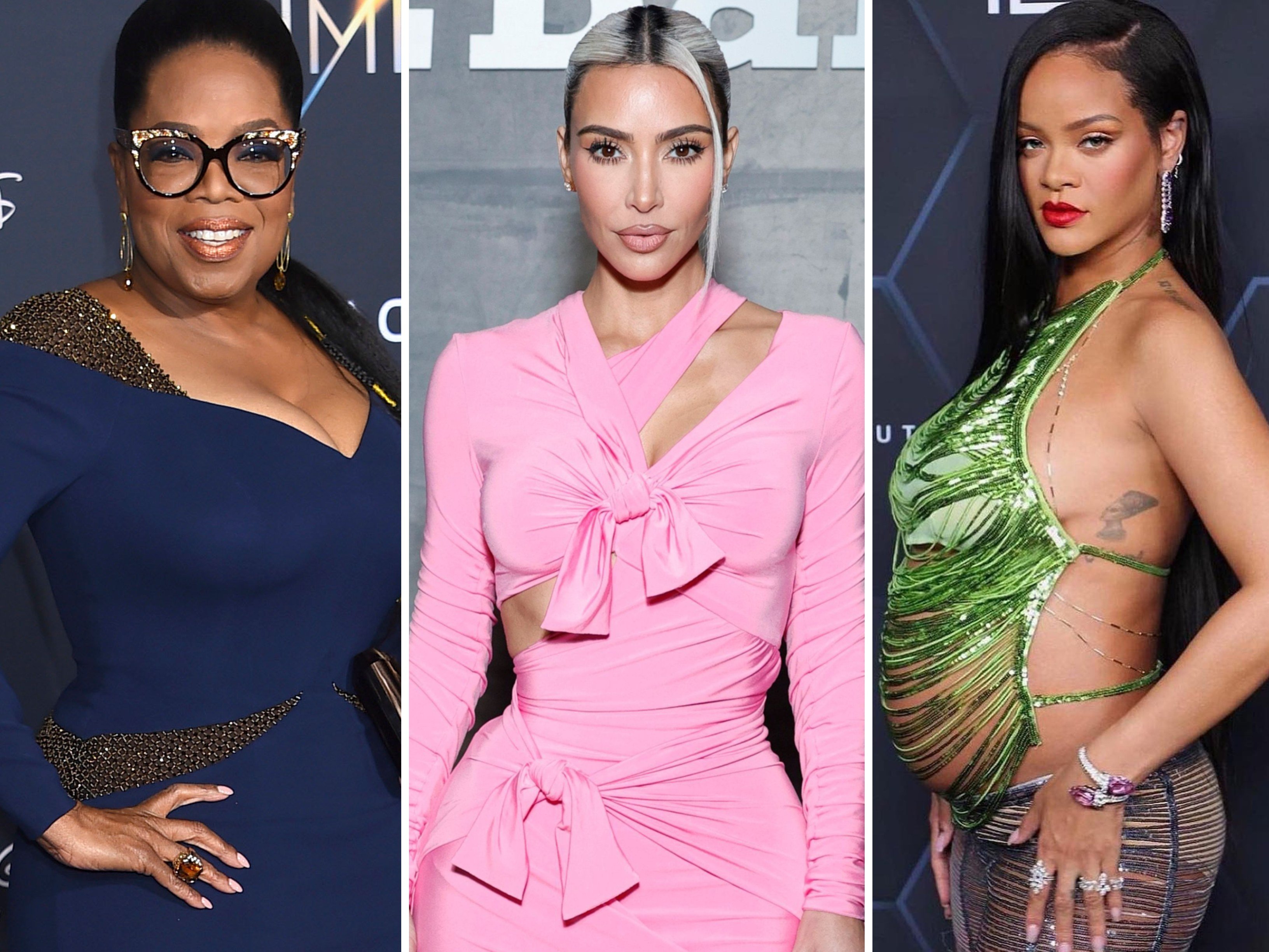 Oprah Winfrey, Kim Kardashian and Rihanna are some of the richest female celebrities who are self-made billionaires. Photos: Getty Images, AP, @fentybeauty/Instagram 