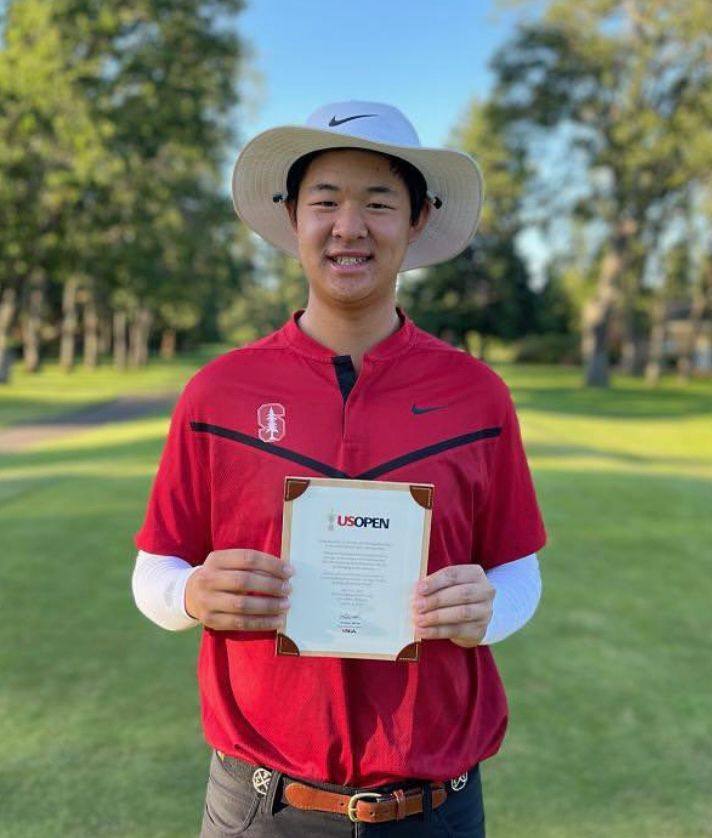 Alex Yang at Tacoma Country and Golf Club in Washington with his certificate of qualification for this year’s US Open. Photo: Handout