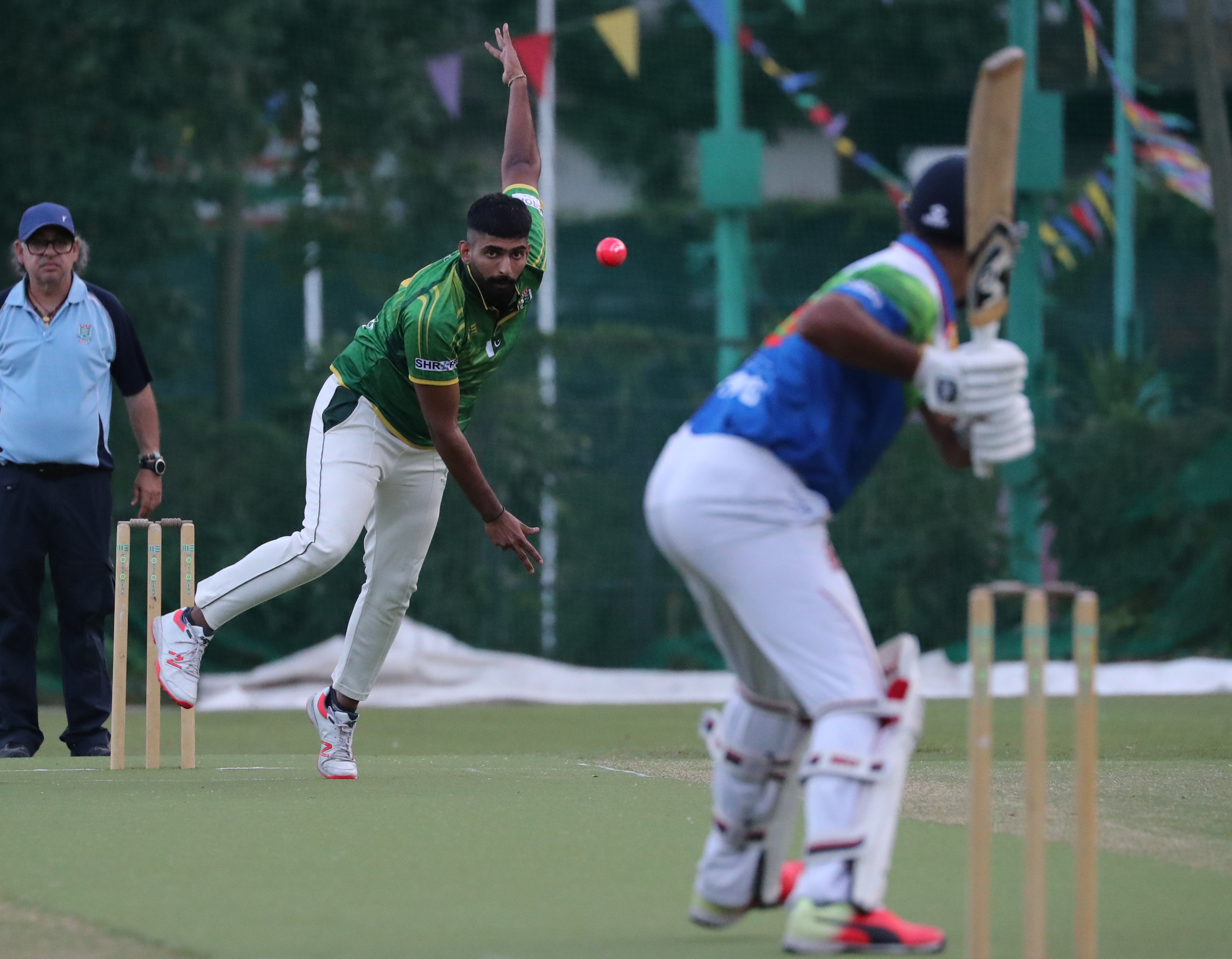 Pakistan’s Mohammad Kamran (centre) in action in a match against India at a cricket tournament in Hong Kong in 2020. Photo: Edmond So