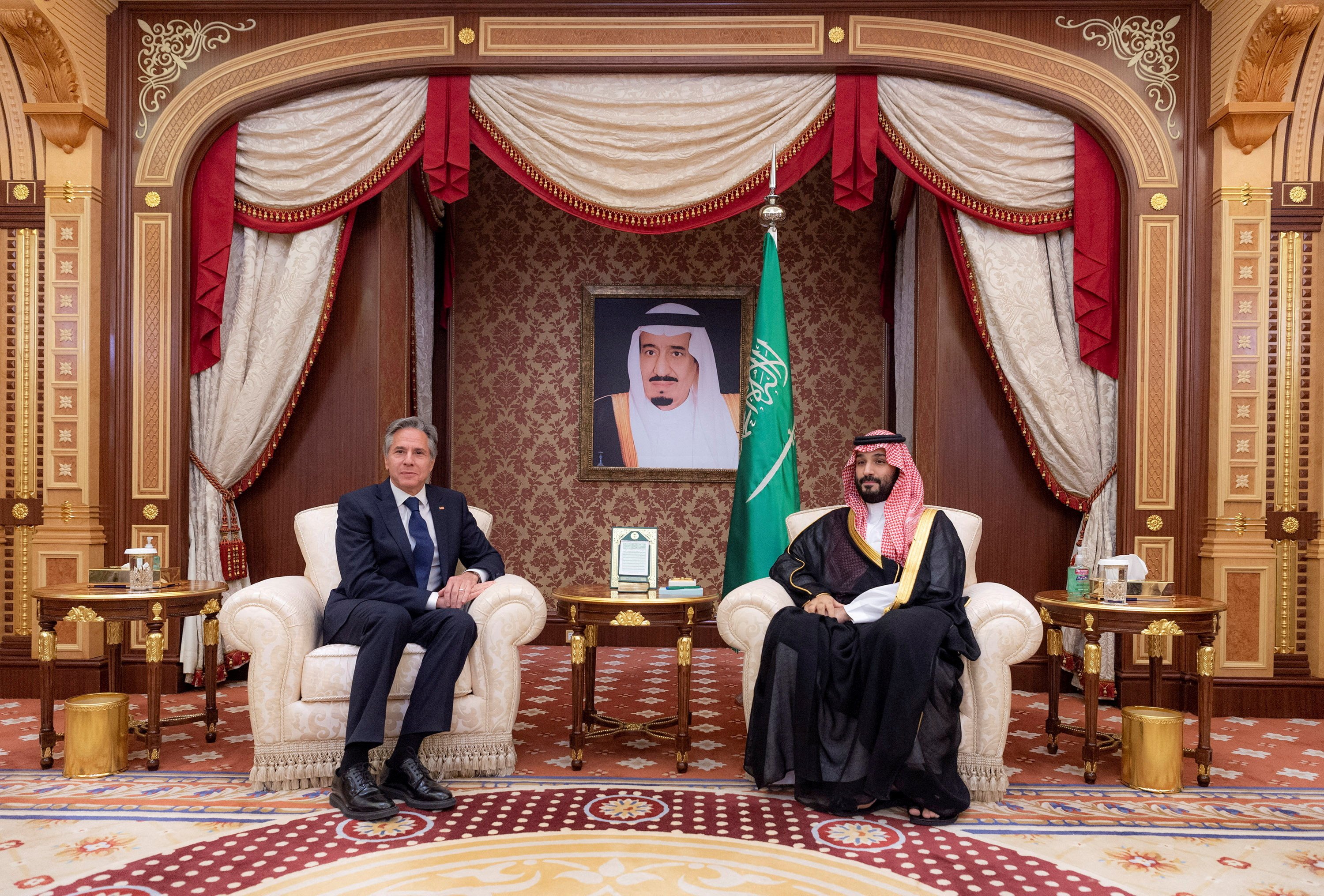 US Secretary of State Antony Blinken meets with Saudi Crown Prince Mohammed bin Salman in Jeddah, Saudi Arabia. Photo: Saudi Royal Court via Reuters