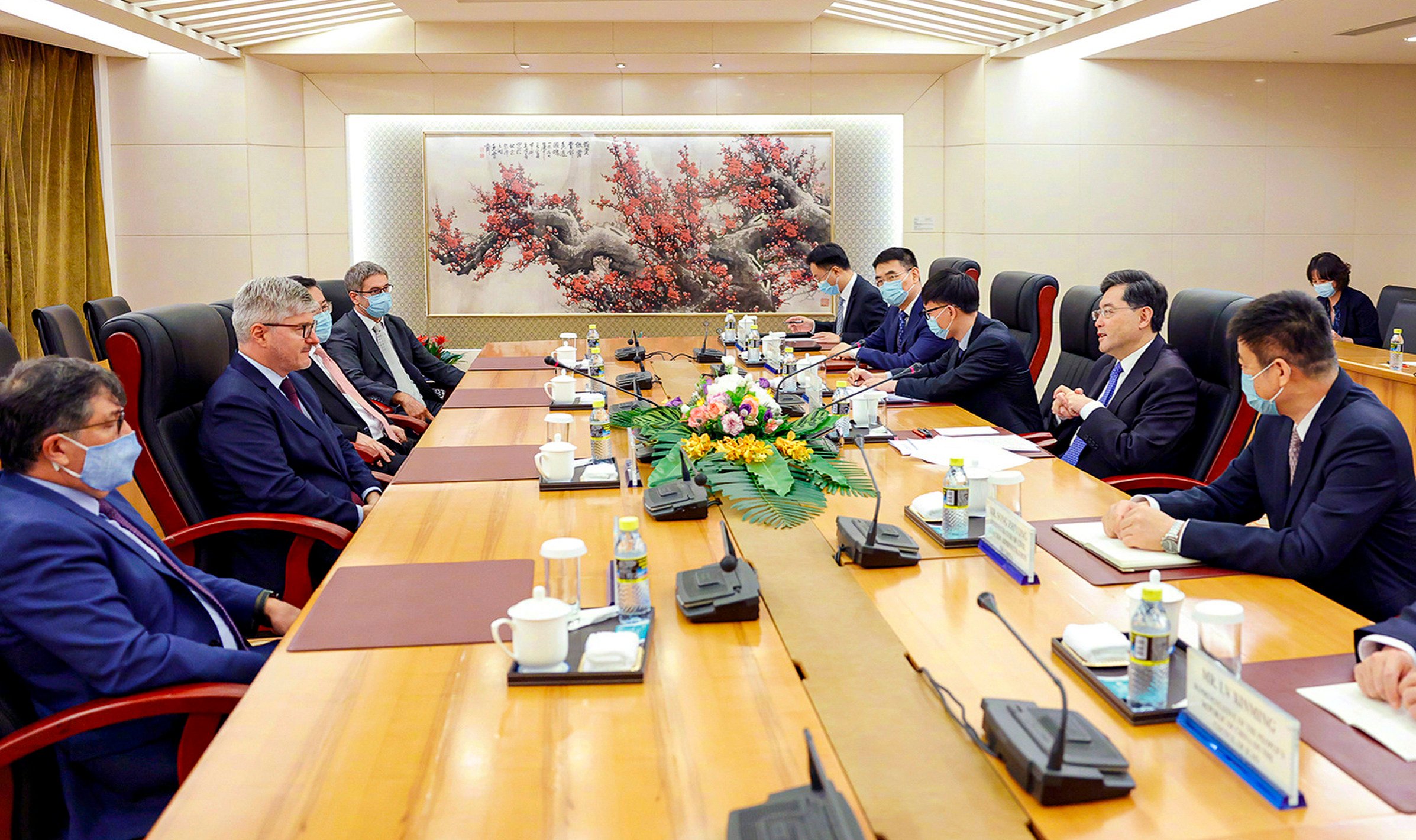China’s foreign minister Qin Gang met  International Civil Aviation Organisation Secretary General Juan Carlos Salazar in Beijing on Tuesday. Photo: handout