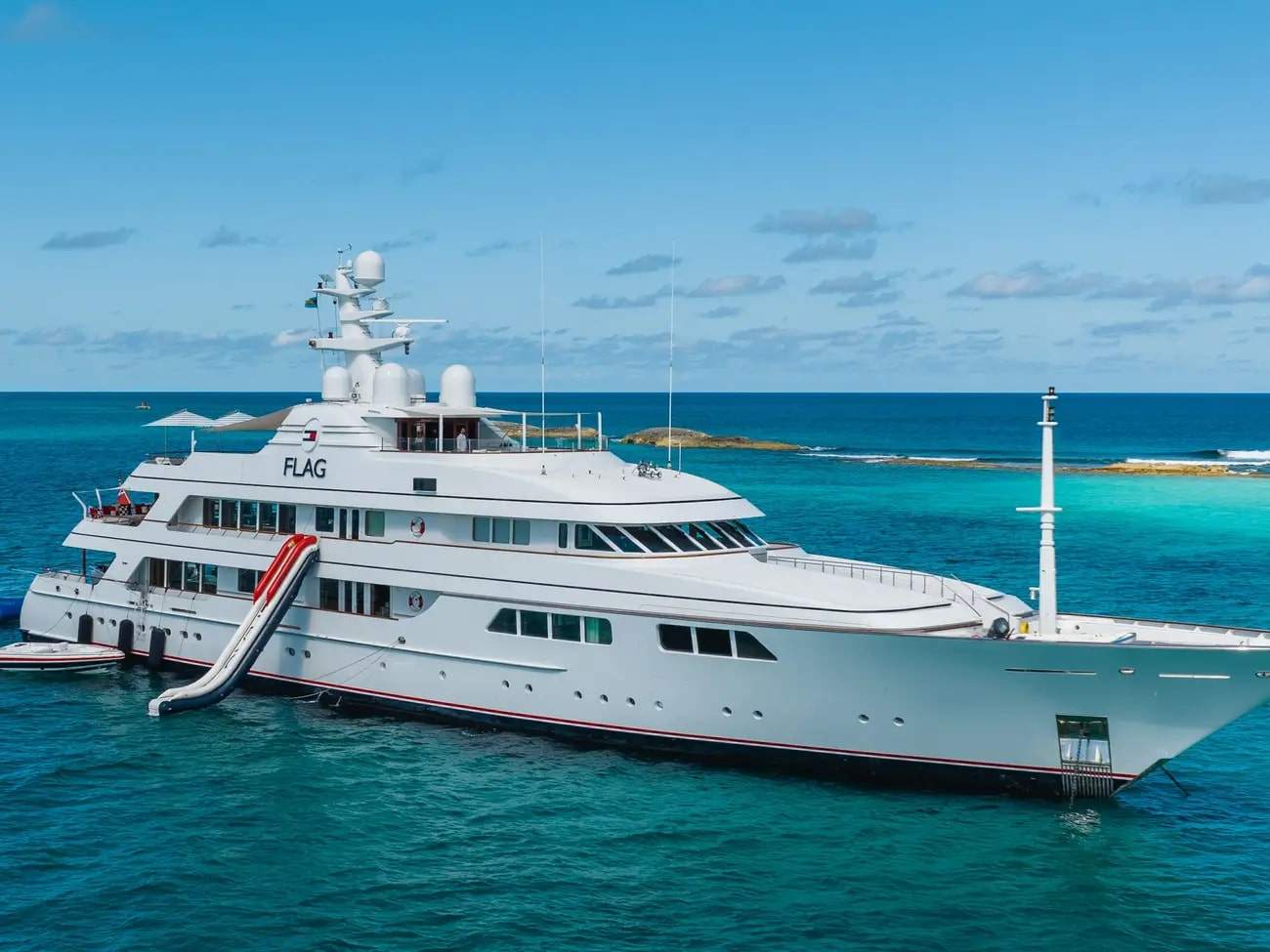 Tommy Hilfiger’s colossal Flag superyacht is a sight to behold. Photo: Michael Ayers