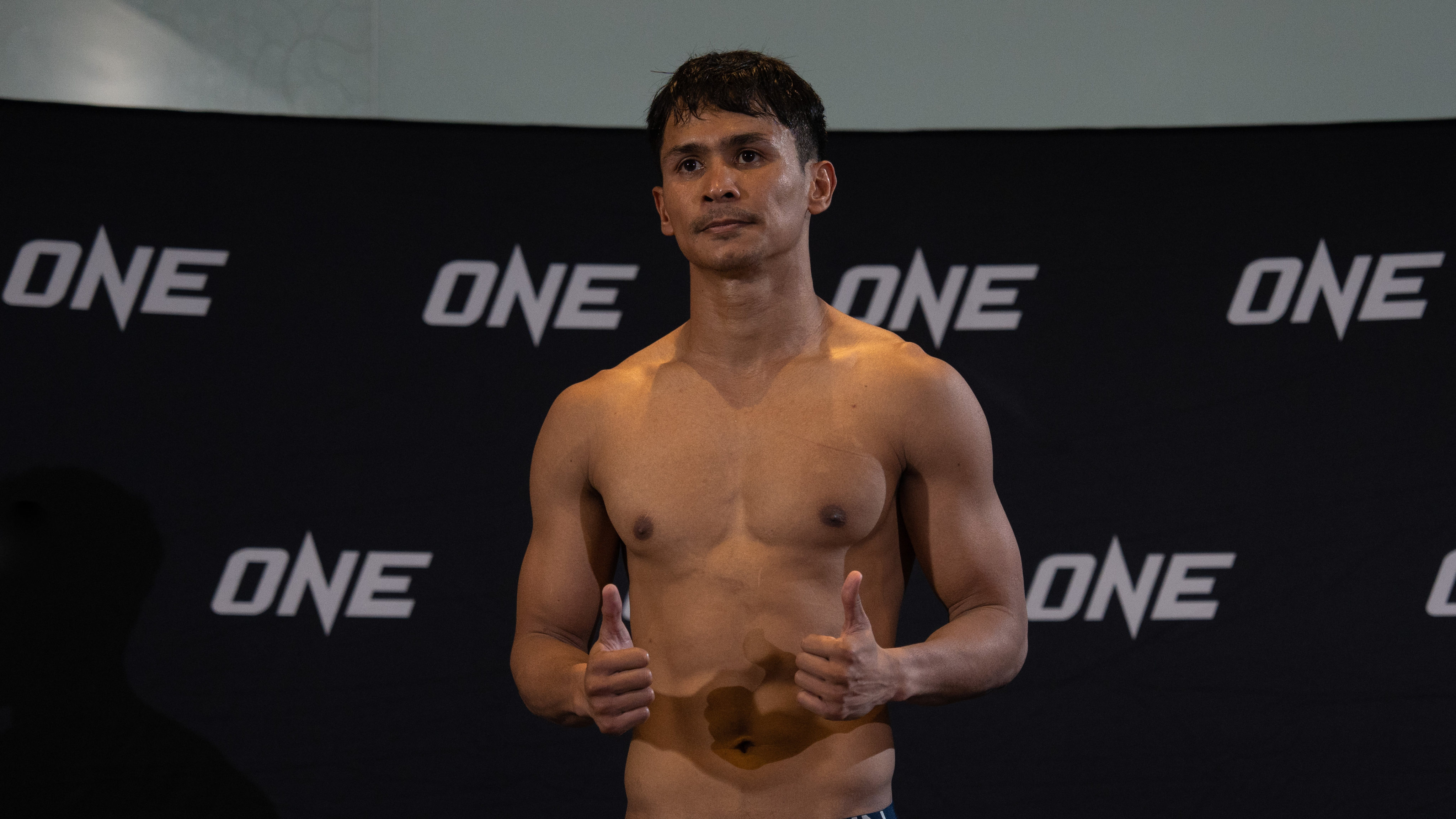 Superbon shows his relief after a dramatic conclusion to the ONE Fight Night 11 official weigh-ins and hydrations tests. Photos: David Picton