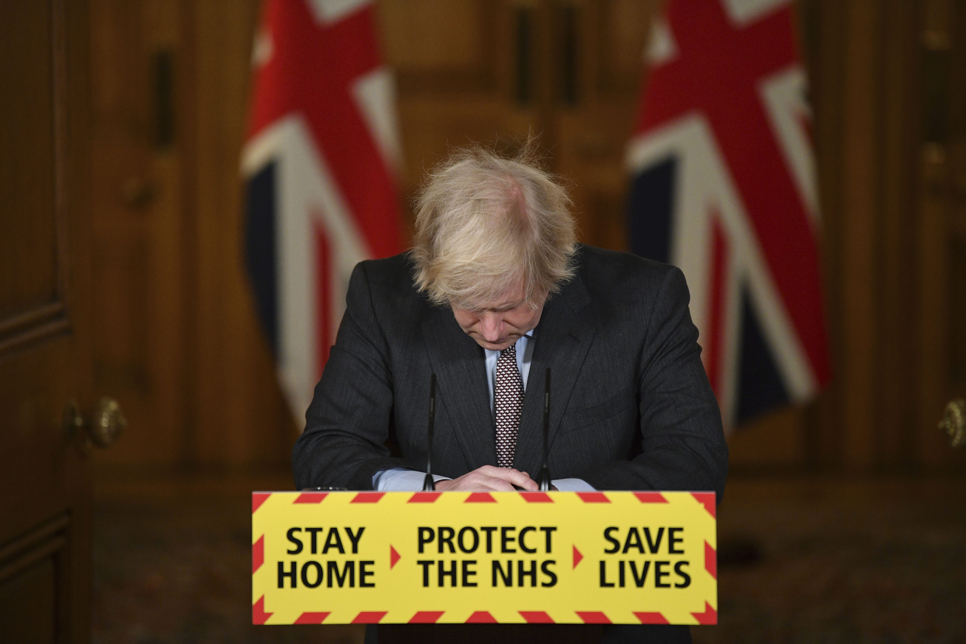 Boris Johnson, then Britain’s prime minister, during the Covid-19 pandemic in 2021. Photo: via AP