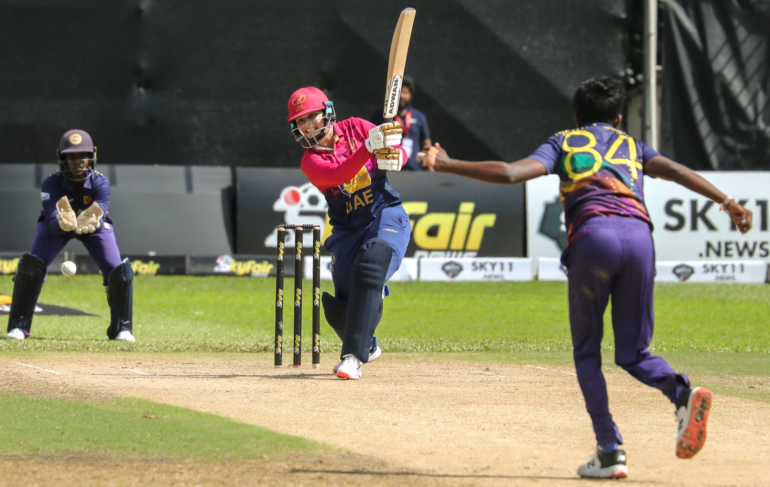 Madushika Methtananda (right) of Sri Lanka performed well with bat and ball in the win over UAE. Photo: Xiaomei Chen