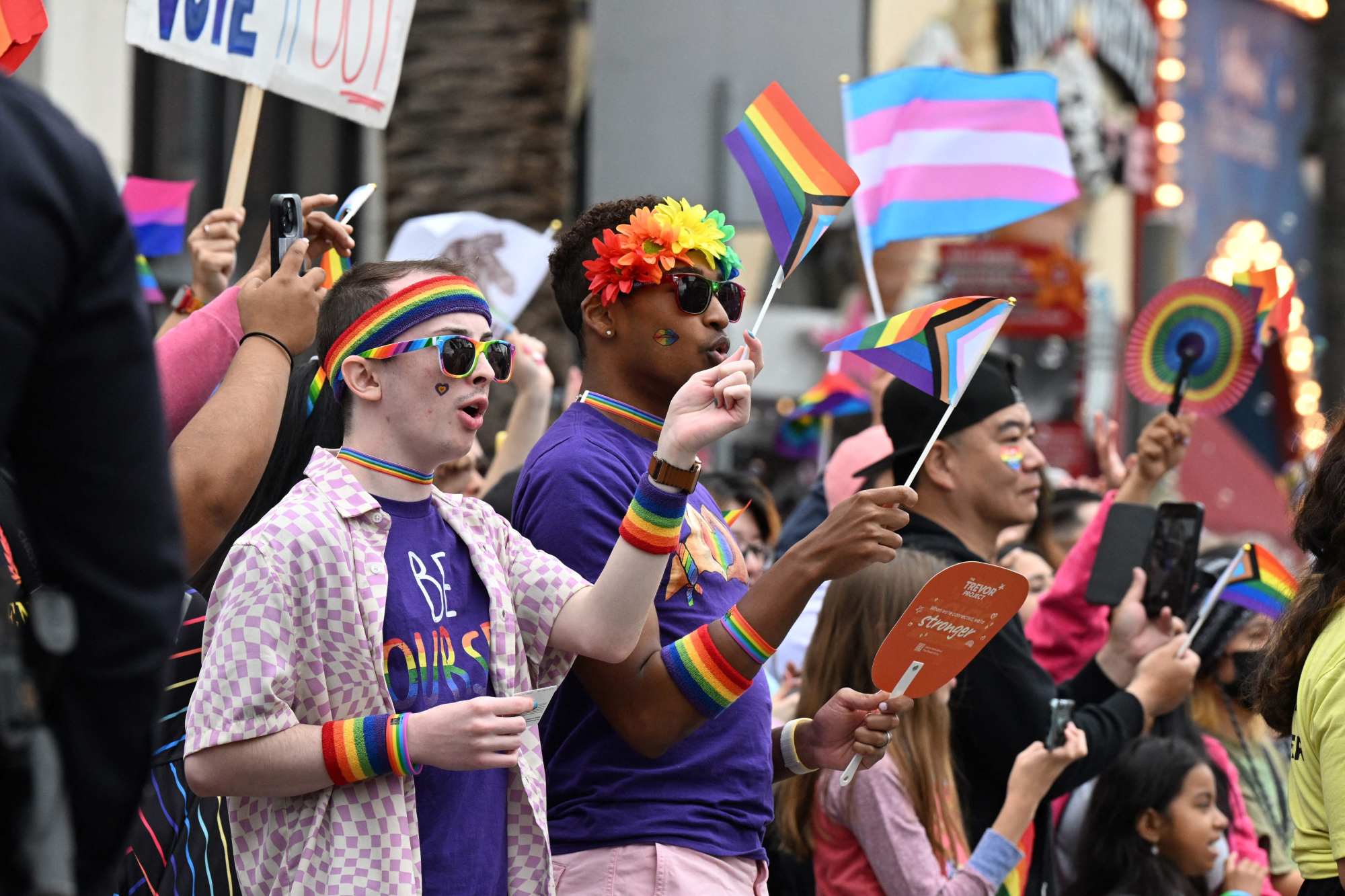 People attend the 2023 LA Pride Parade on June 11 in Hollywood, California. Photo: AFP
