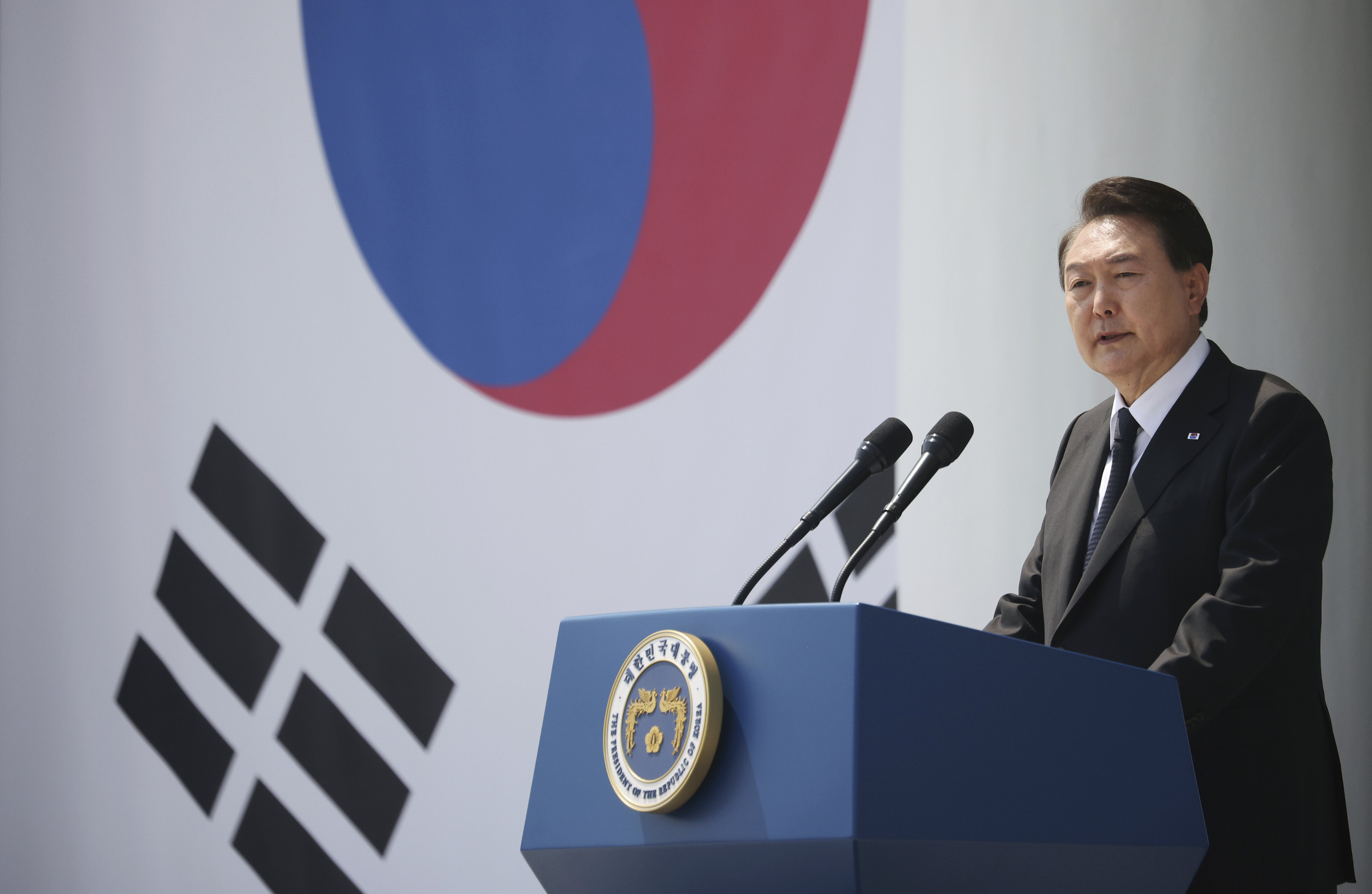 South Korean President Yoon Suk-yeol delivers a speech in Seoul last week. He reportedly said on Tuesday that he doubted whether China’s ambassador to the country ‘has an attitude of mutual respect’. Photo: AP