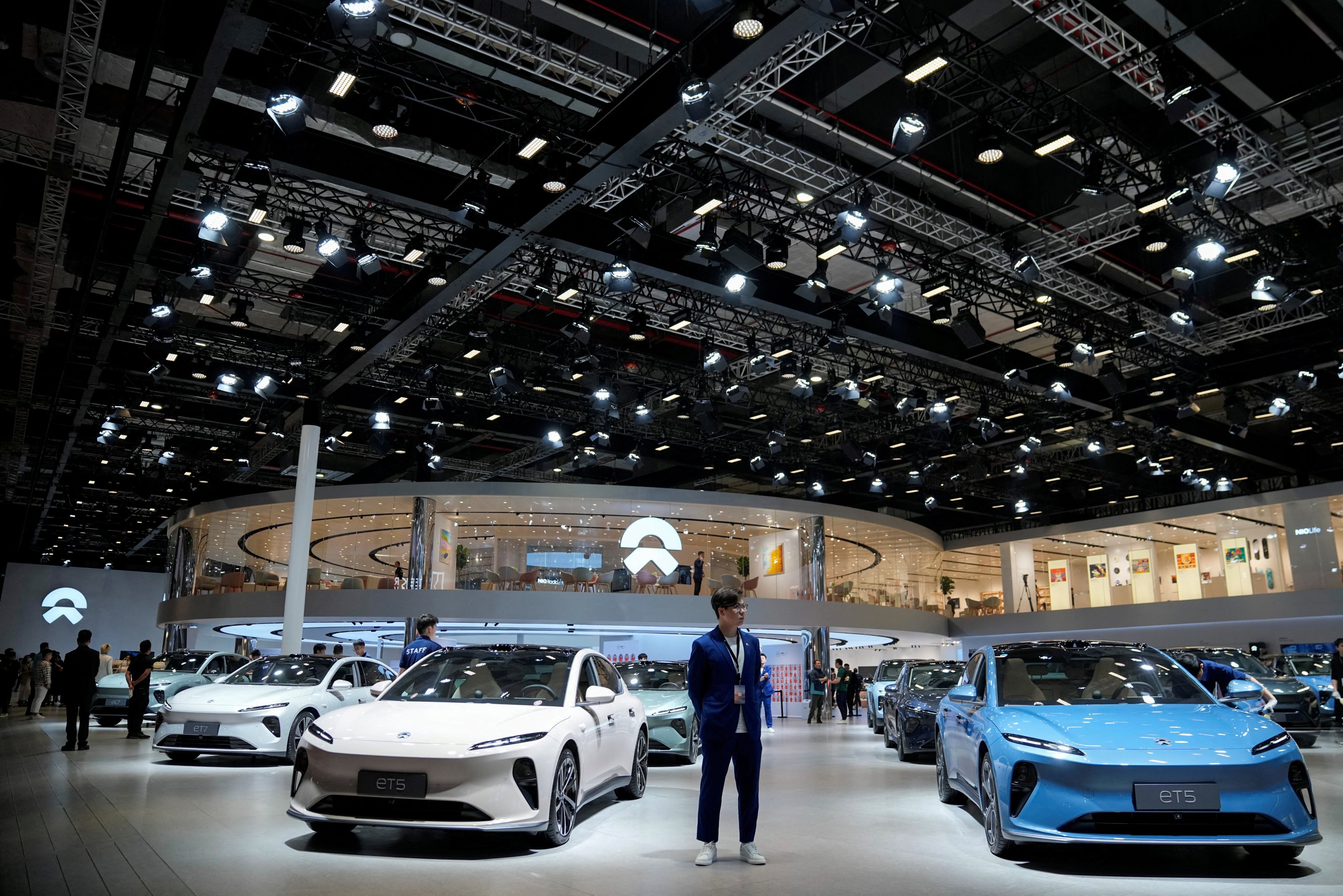 Nio’s ET5 on display at the Auto Shanghai show, April 18, 2023. Photo: Reuters