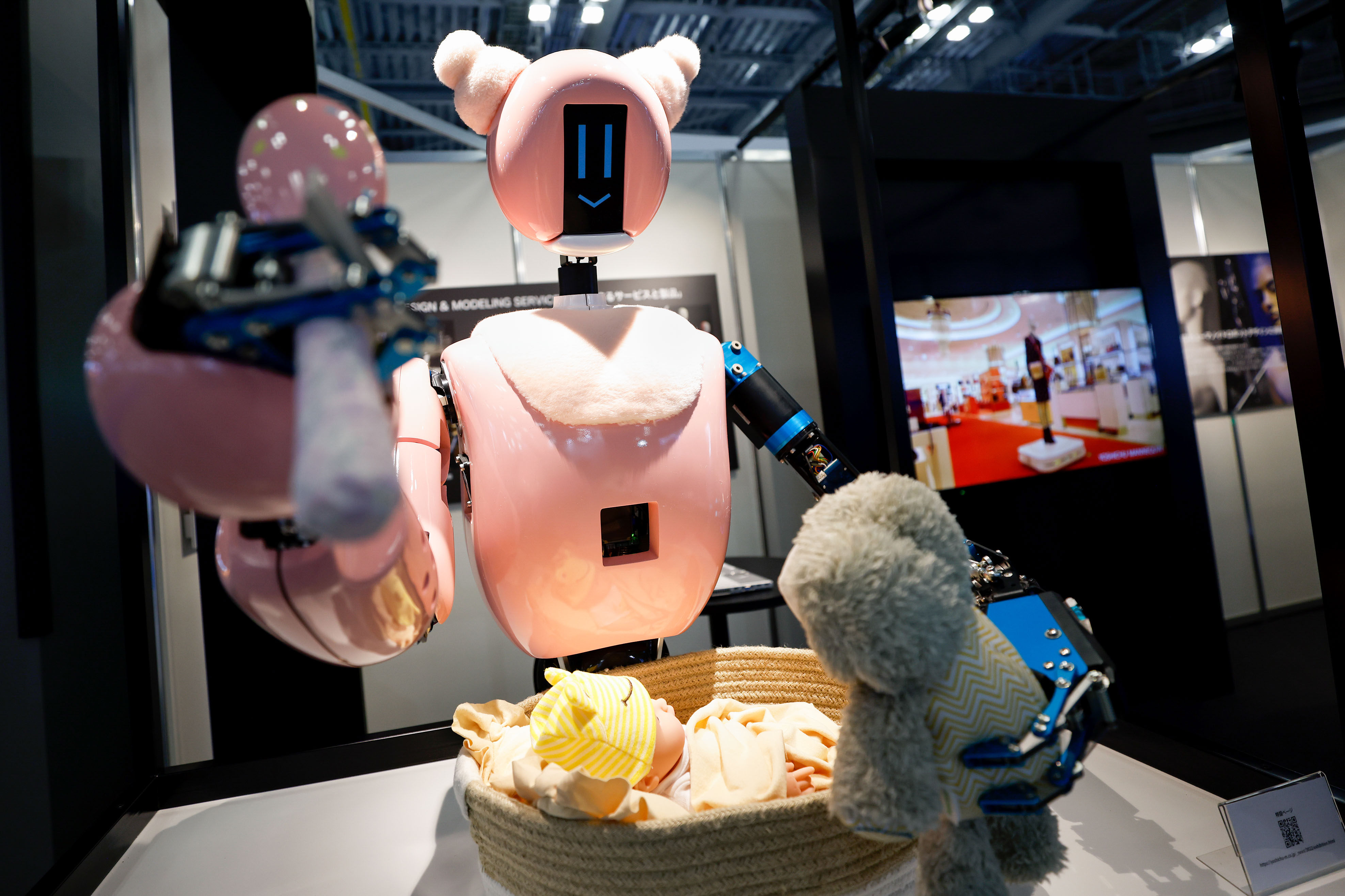 A THK Co humanoid robot, designed by Yoshichu Mannequin Co, at the International Robot Exhibition in Tokyo in March 2022. Photo: Bloomberg