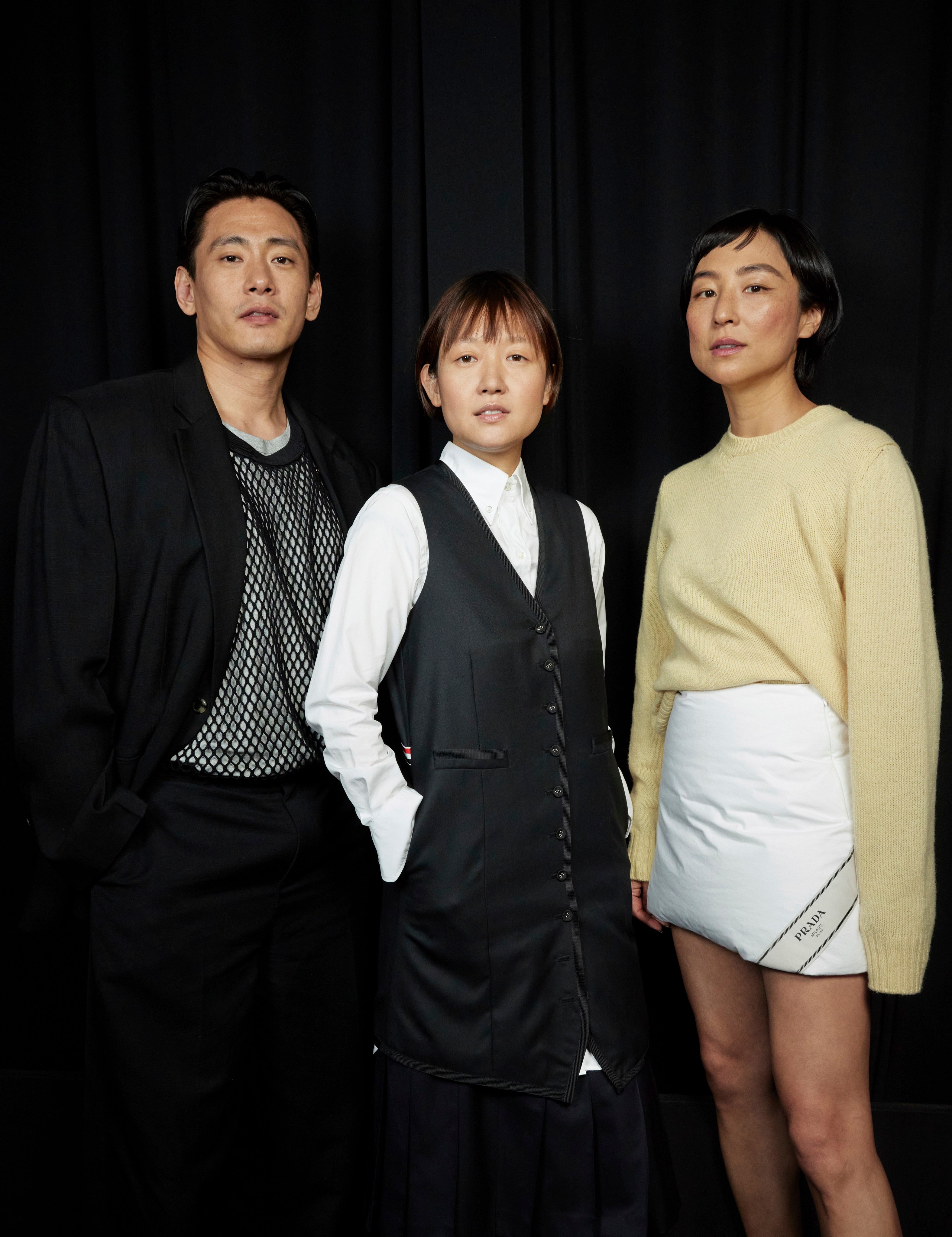 Teo Yoo (left), Celine Song and Greta Lee at a New York screening of “Past Lives”. Photo: Matt Licari/Invision/AP