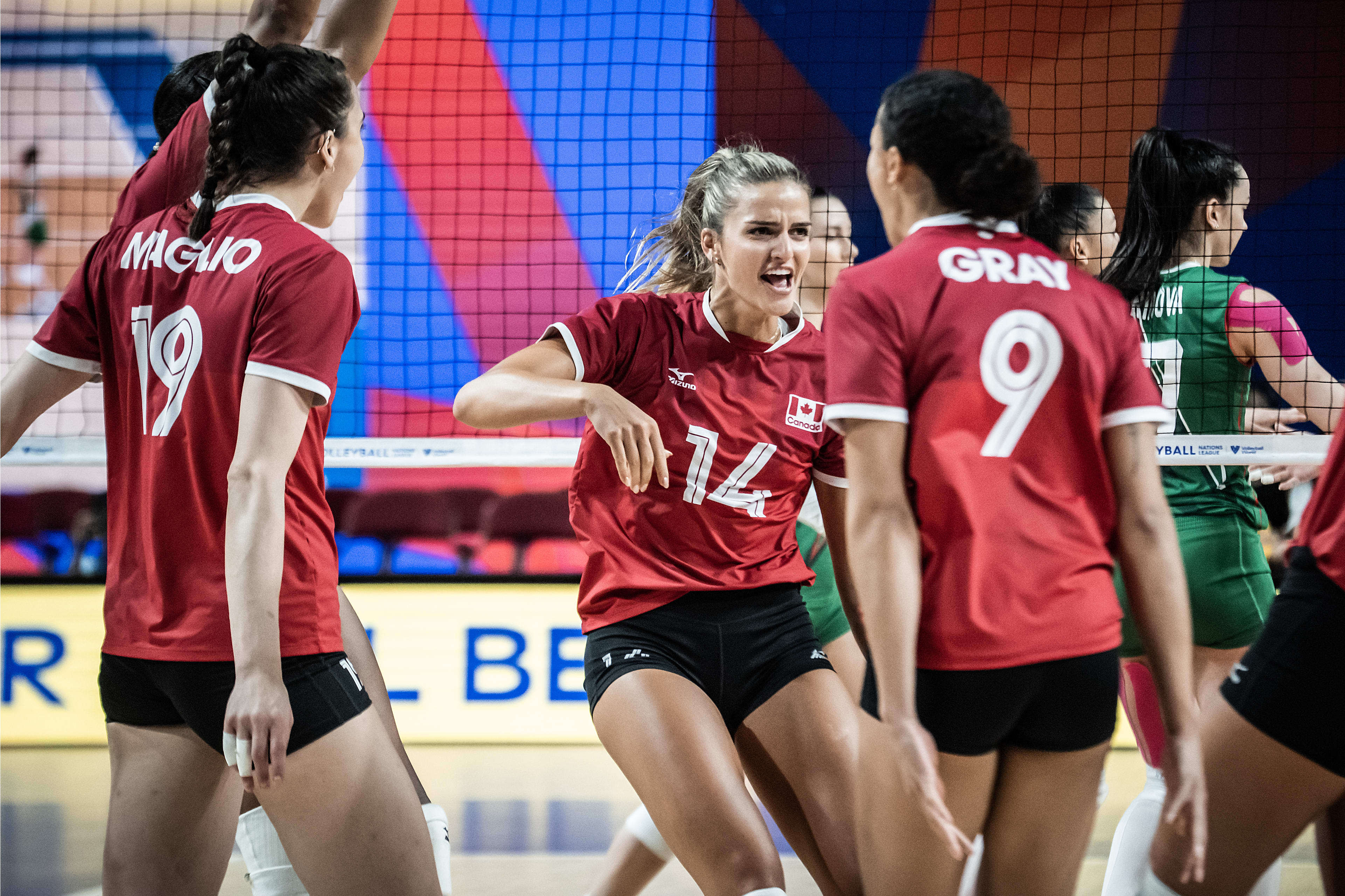 Canada’s Hilary Howe (middle) notched up 13 points against Bulgaria on her birthday eve at Hong Kong Coliseum. Photo: Handout