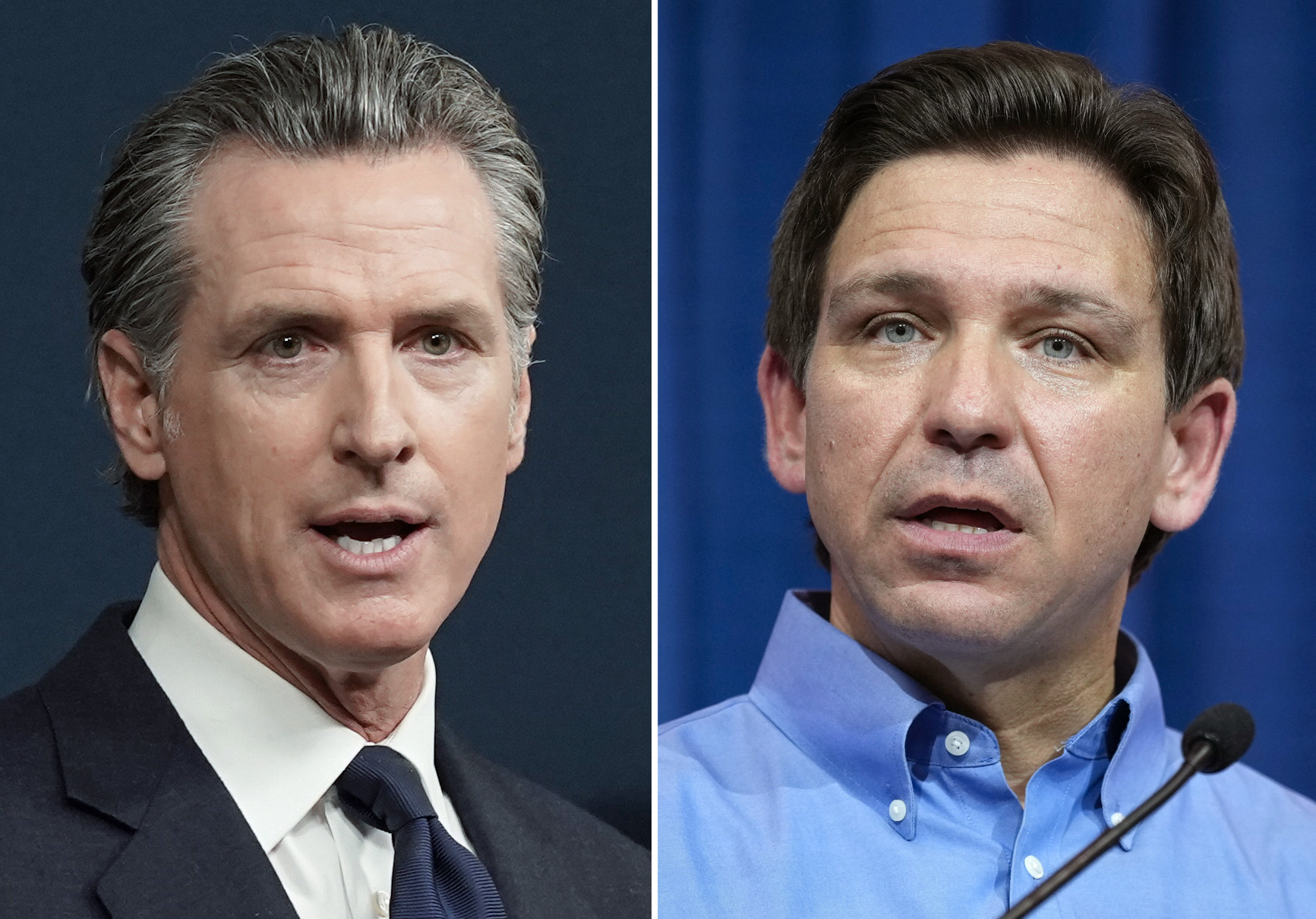 Florida Governor Ron DeSantis is accelerating his taunts against California Governor Gavin Newsom. Photo: TNS